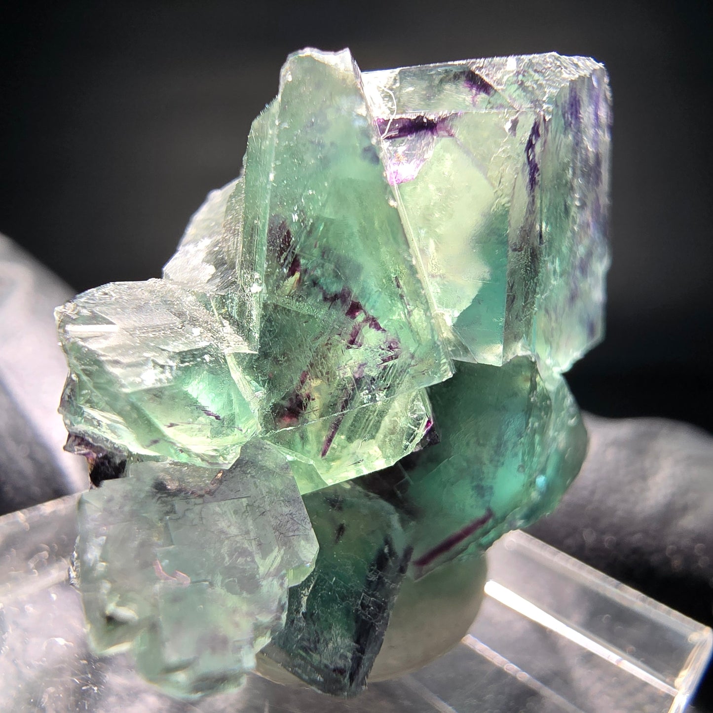 Seltene zonare Phantom Fluorit Würfel Stufe grün lila Okorusu Namibia 29*26*15mm