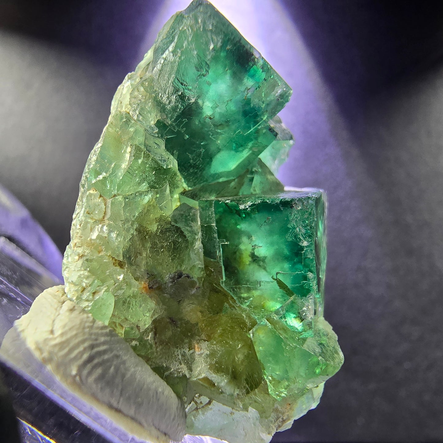 Seltene Phantom Fluorit Würfel Stufe grün 37*24*17mm Okorusu, Namibia Sammlung
