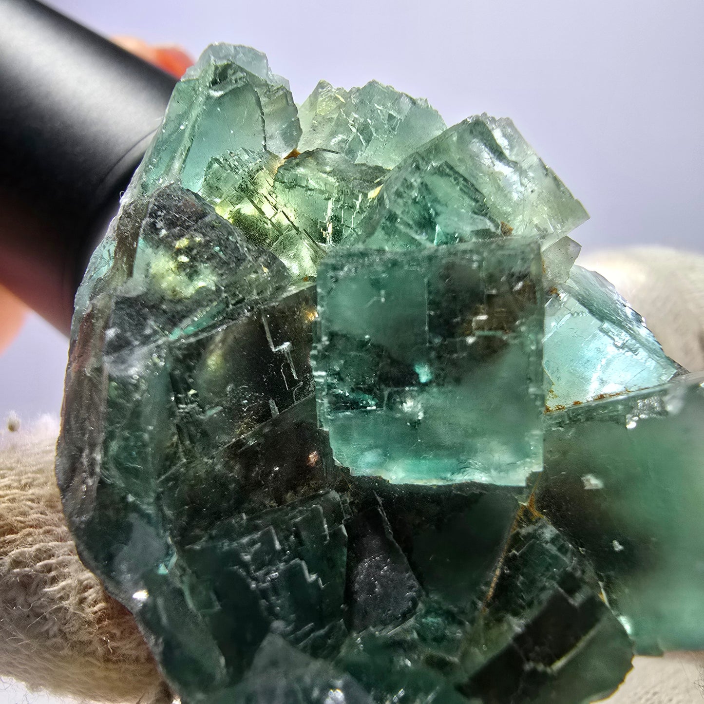 Rare spécimen de cube de fluorite fantôme, parqueté vert Okorusu, Namibie, 43 x 39 x 20 mm