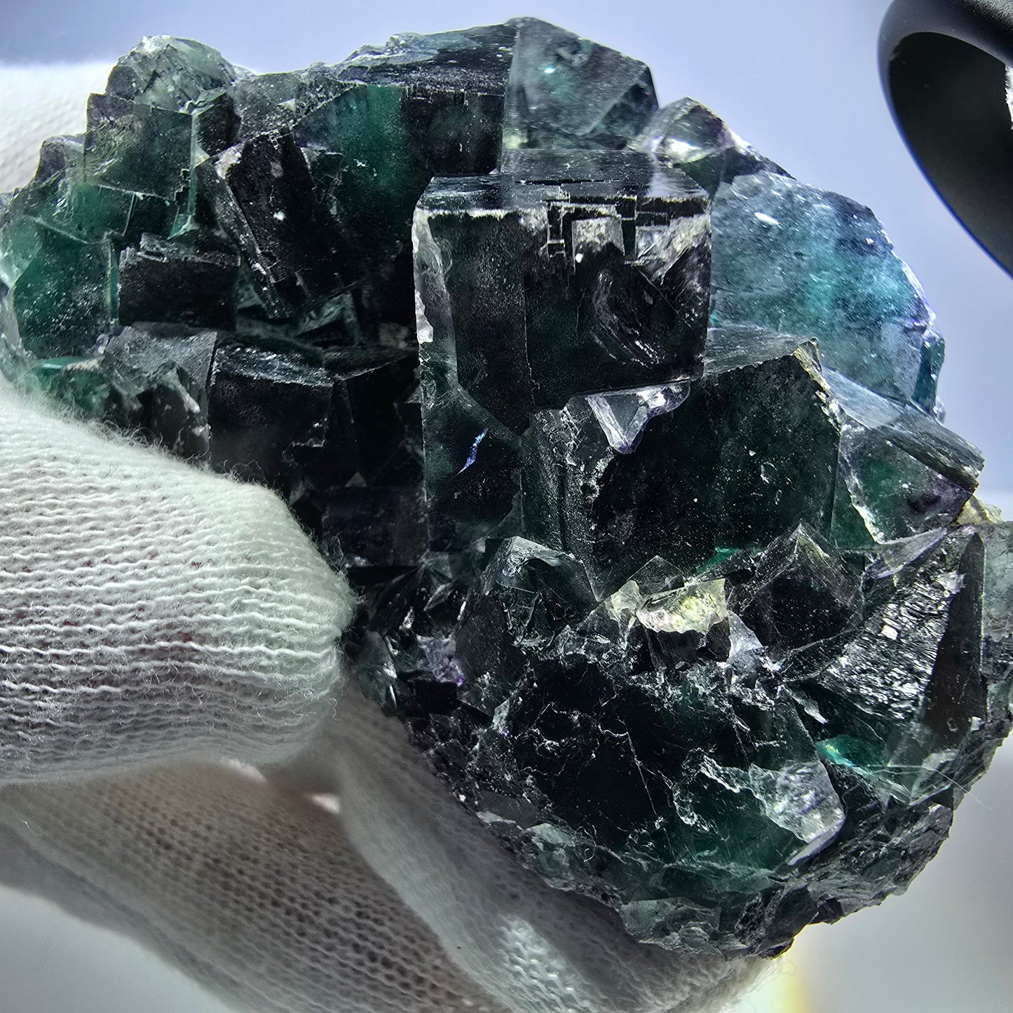 Seltene Phantom Fluorit Würfel Stufe zonal grün lila Okorusu, Namibia 71*53*29mm