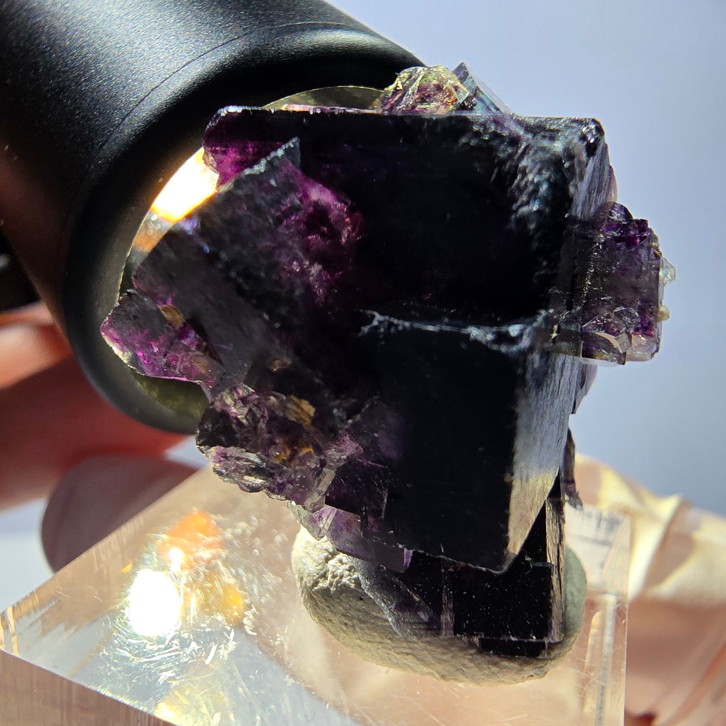 Spécimen de cube de fluorite fantôme, parqueté vert violet Okorusu, Namibie 30*24*21 mm