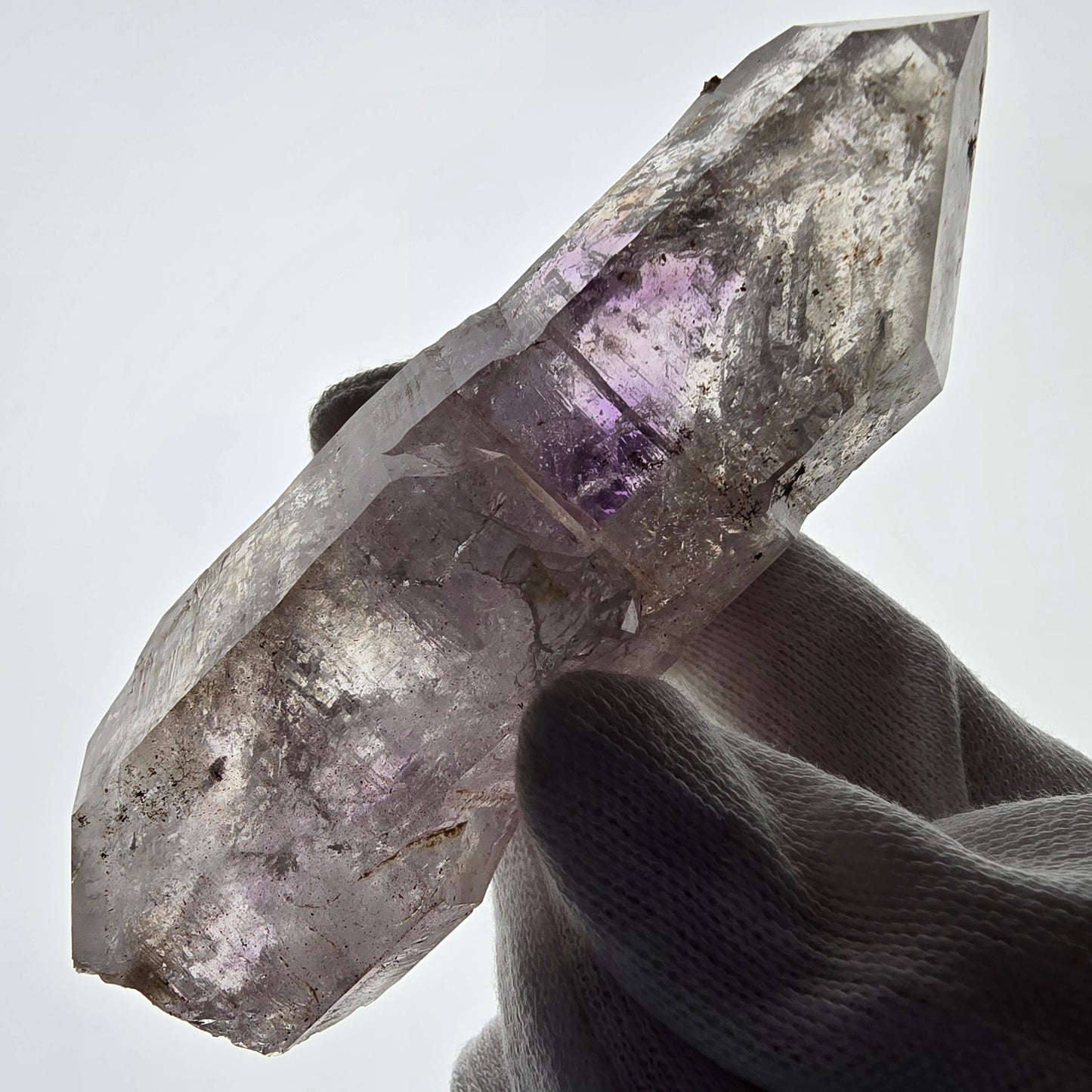 Sceptre d'améthyste squelette Enhydro DT UV Calcite 2x Bubble Valentine Pocket Namibie 106*35*26mm
