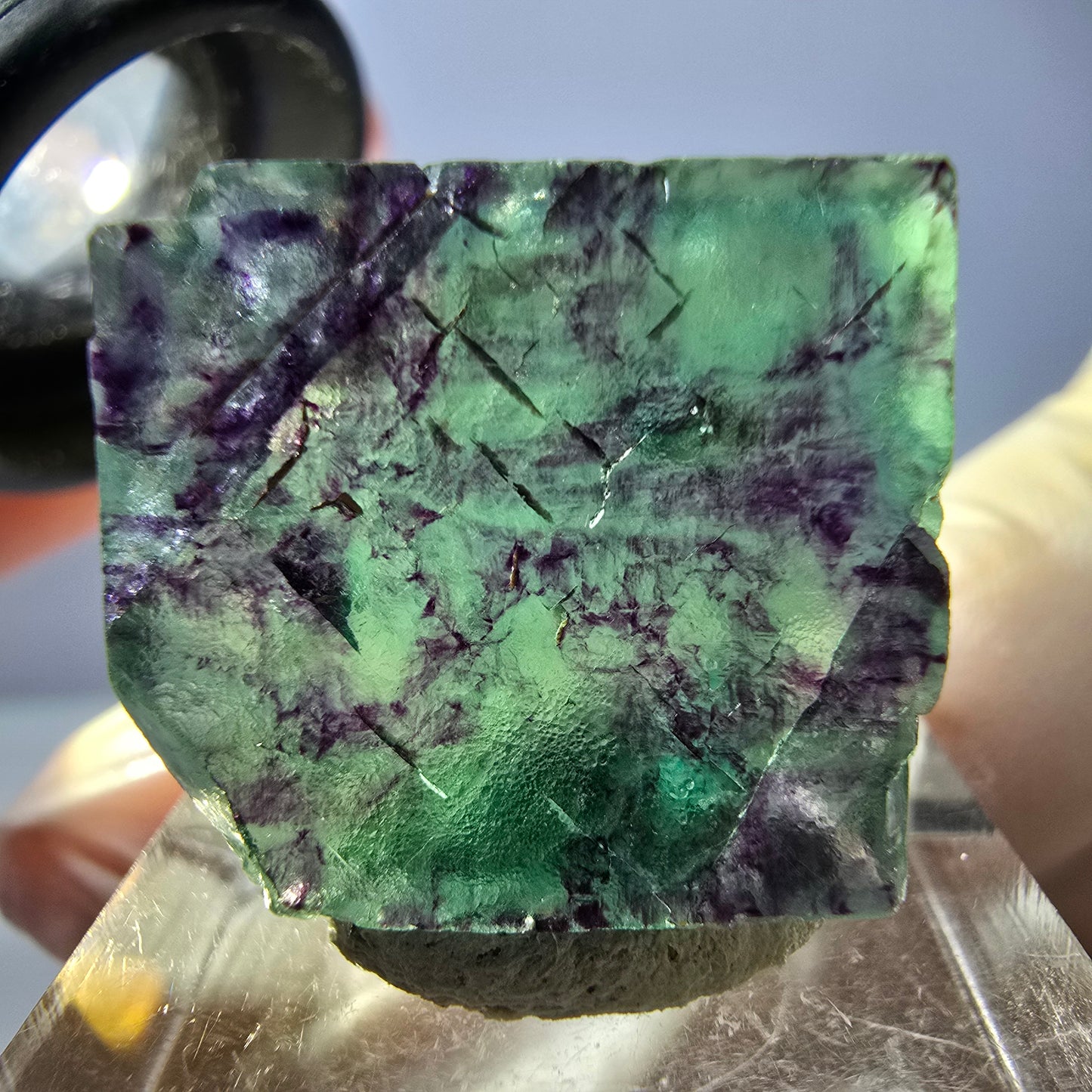 Phantom Fluorit Würfel parkettiert, grün lila Okorusu, Namibia 21*19*8mm