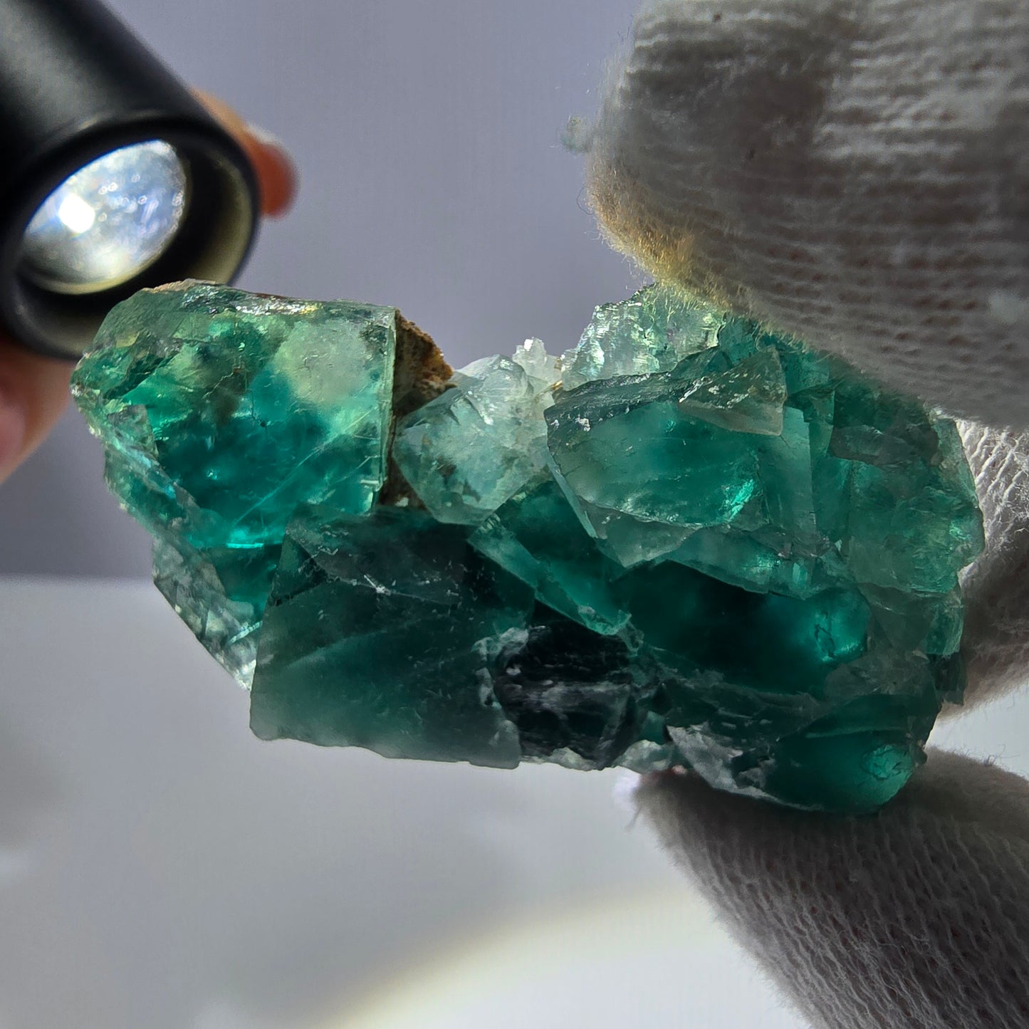 Rare spécimen de cube de fluorite fantôme, parqueté vert Okorusu, Namibie, 55 x 34 x 17 mm