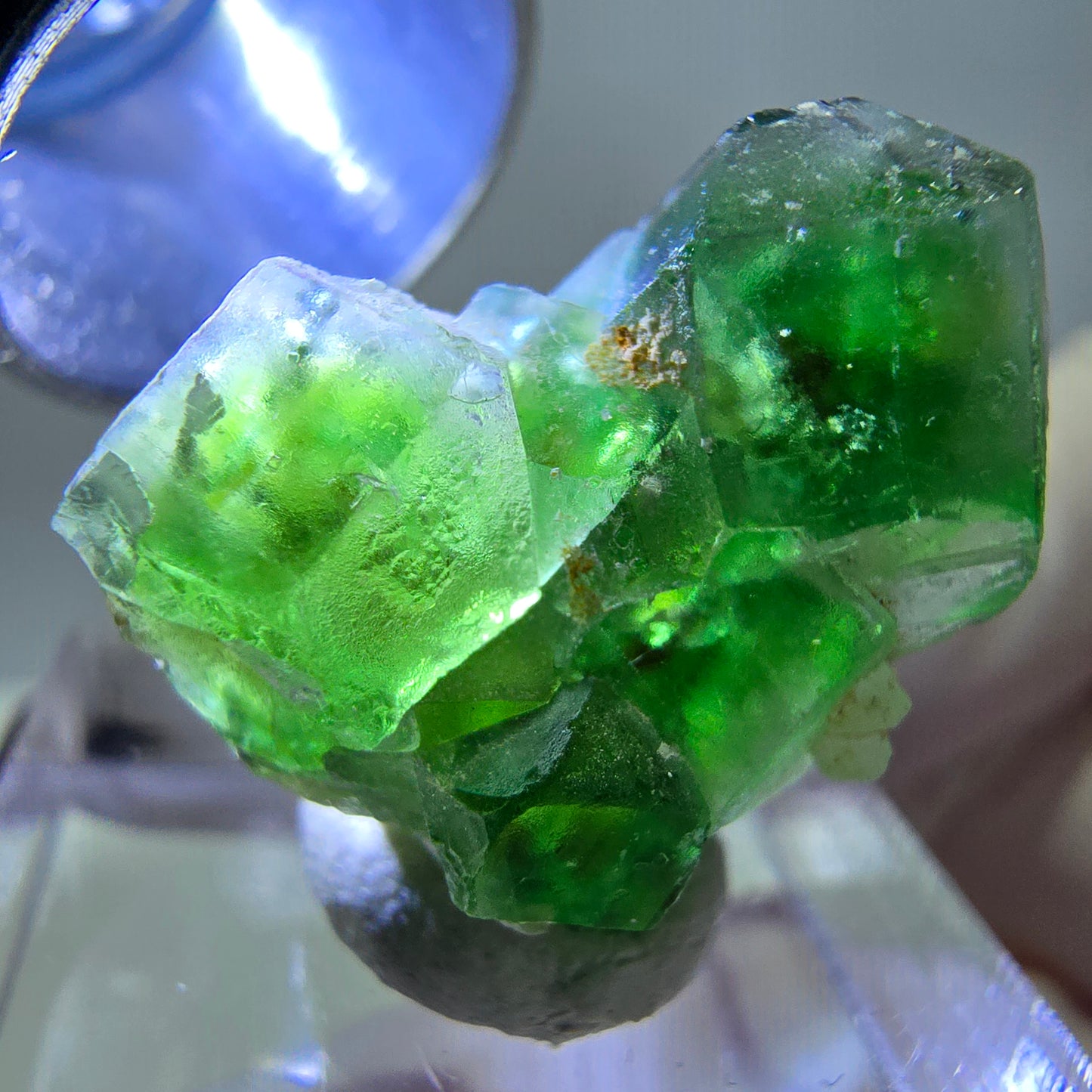 Spécimen de quartz fumé muscovite, cube de fluorite fantôme, Erongo, Namibie, 22 x 18 x 11 mm