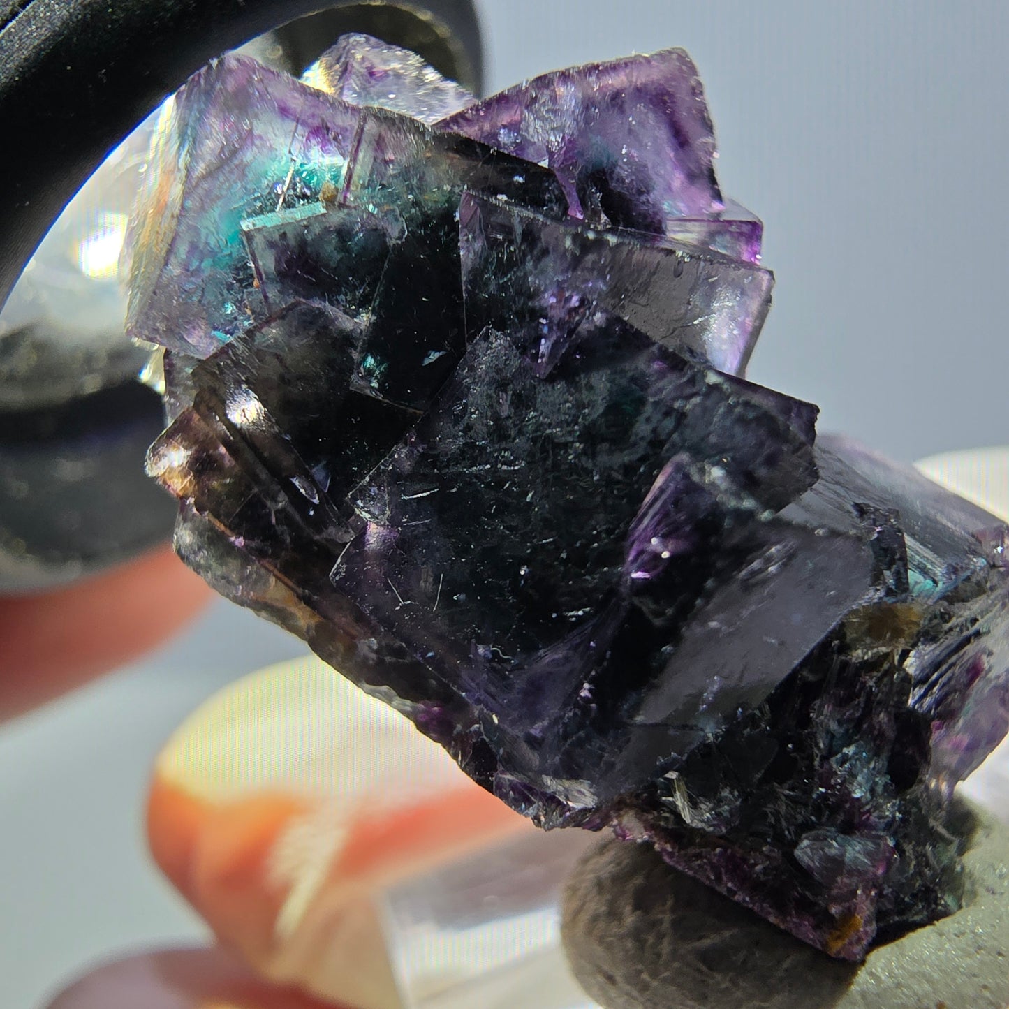 Phantom Fluorit Würfel Stufe, grün lila Okorusu, Namibia 32*23*19mm