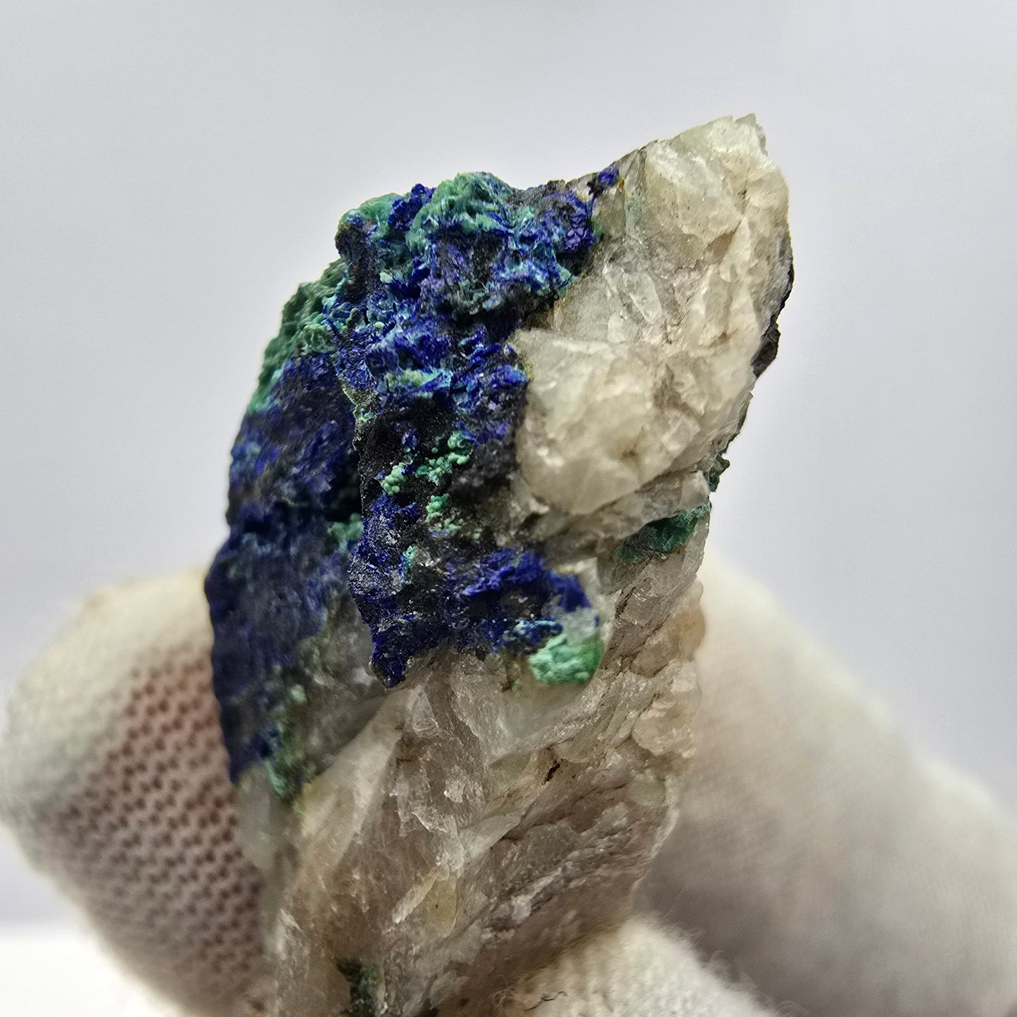 Seltene Azurit, Malachit auf Quarz Stufe Kaokoveld, Namibia 41*26*16mm Sammlung