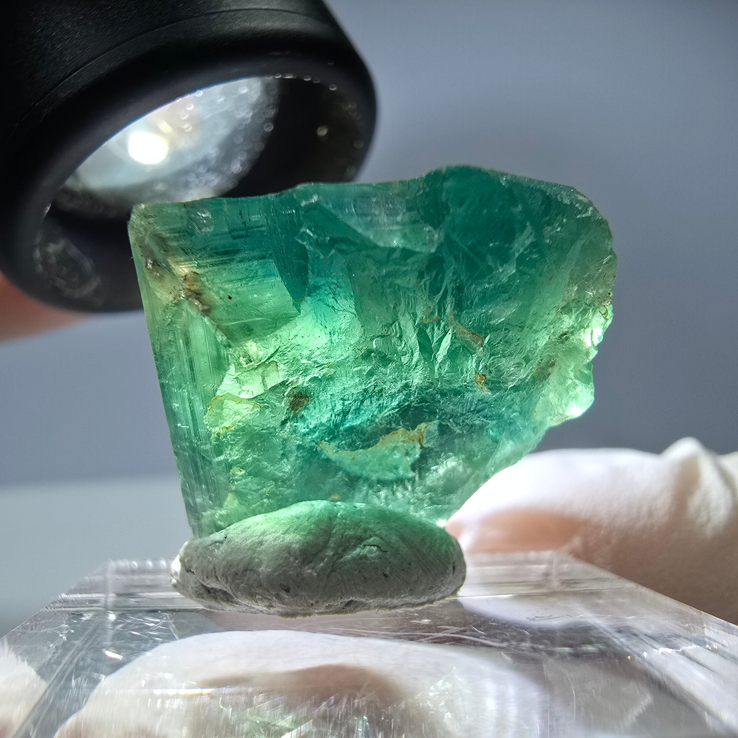 Rare cube de fluorite fantôme parqueté vert Okorusu, Namibie 21*18*12mm