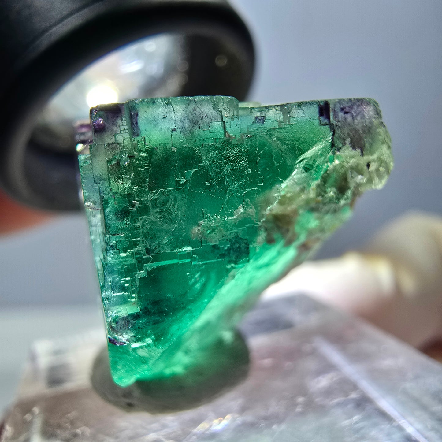 Phantom Fluorit Würfel Stufe, parkettiert grün lila Okorusu, Namibia 20*19*18mm