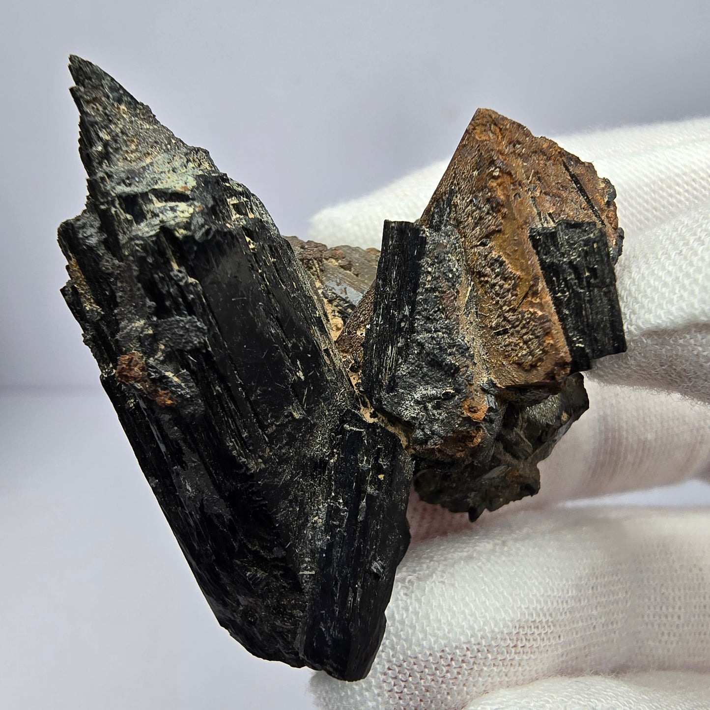 Schörl Turmalin, Eisen Fluorit Oktaeder Stufe Erongo Namibia 39*36*29mm Sammlung