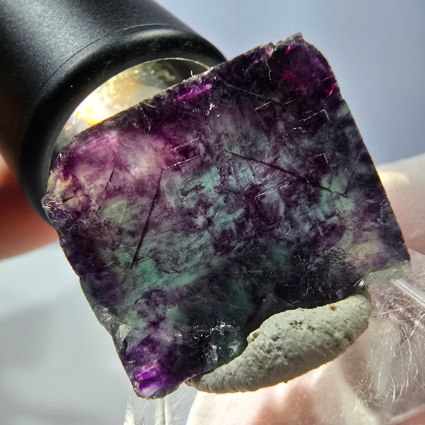 Phantom Fluorit Würfel parkettiert, grün lila Okorusu, Namibia 24*21*20mm