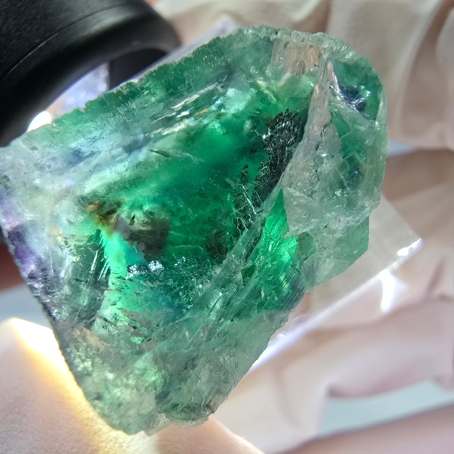 Klarer Phantom Fluorit Würfel parkettiert, grün Okorusu, Namibia 20*17*17mm