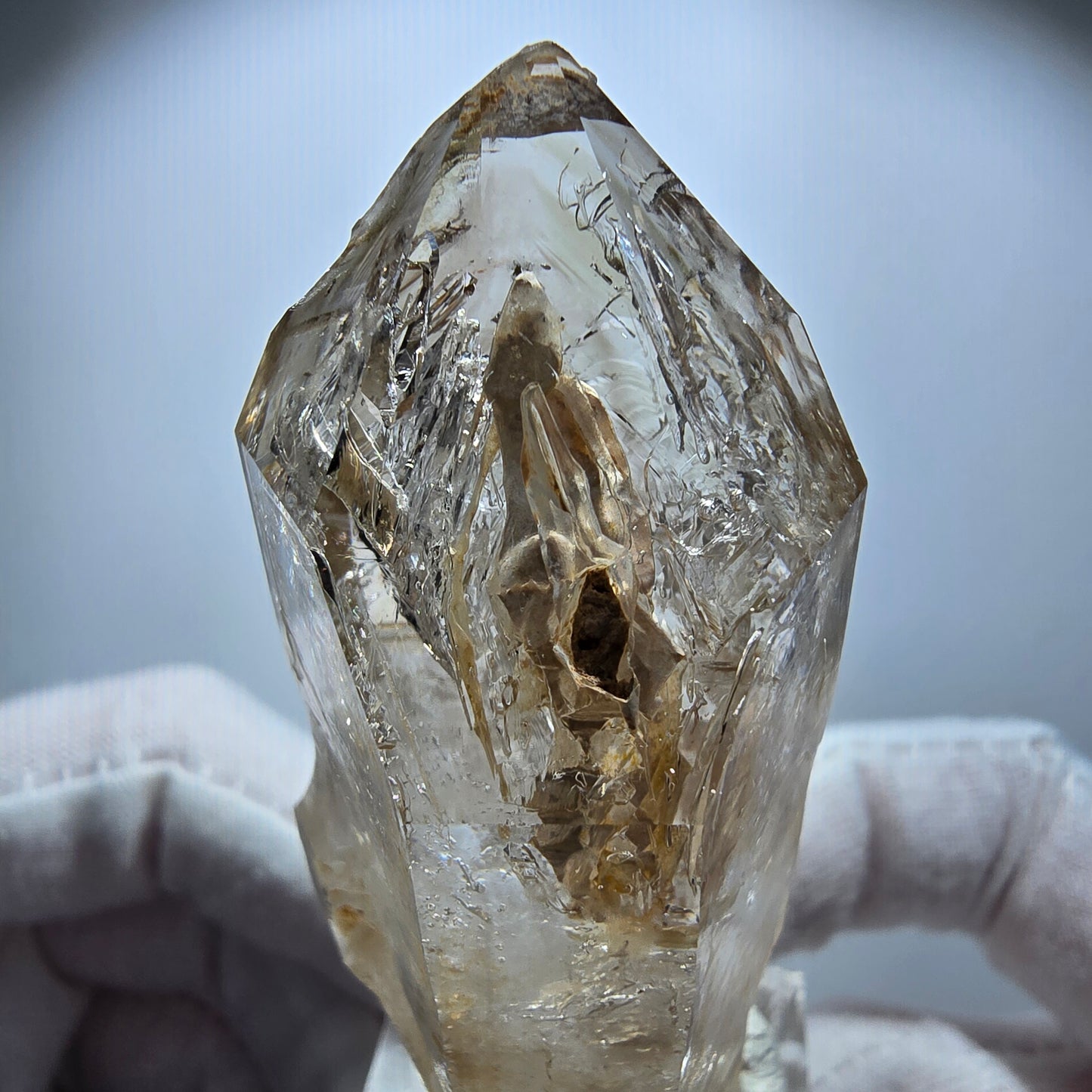 Enhydro Phantom Rauchquarz Fenster Zepter, 1x Blase Goboboseb Namibia 64*28*22mm