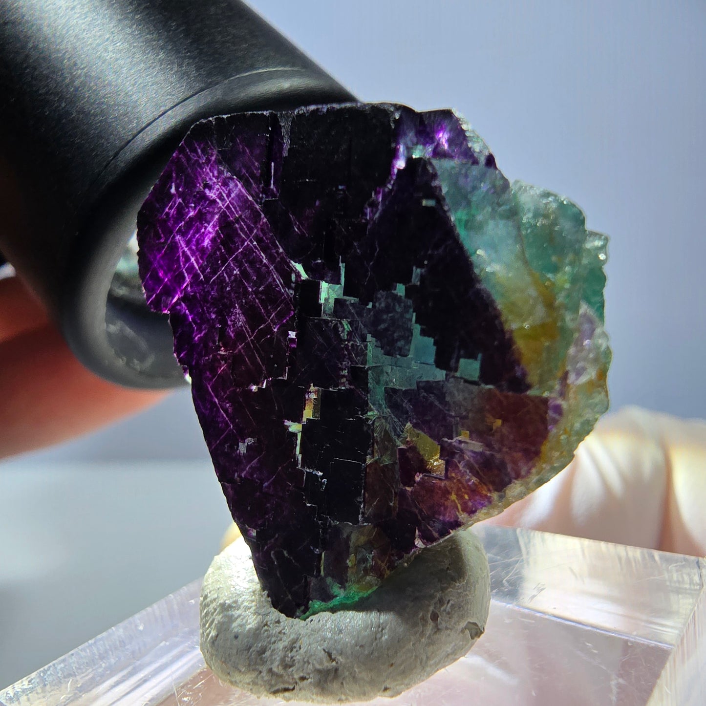 Phantom Fluorit Würfel Stufe grün lila zonal 11:11 Angel Pocket, Namibia 27*23*18mm