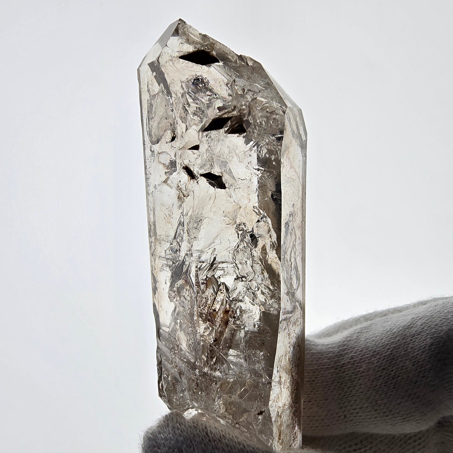 Sceptre en quartz fumé squelette Enhydro, 2x Bubble Valentine Pocket Goboboseb Namibie 79*28*22mm