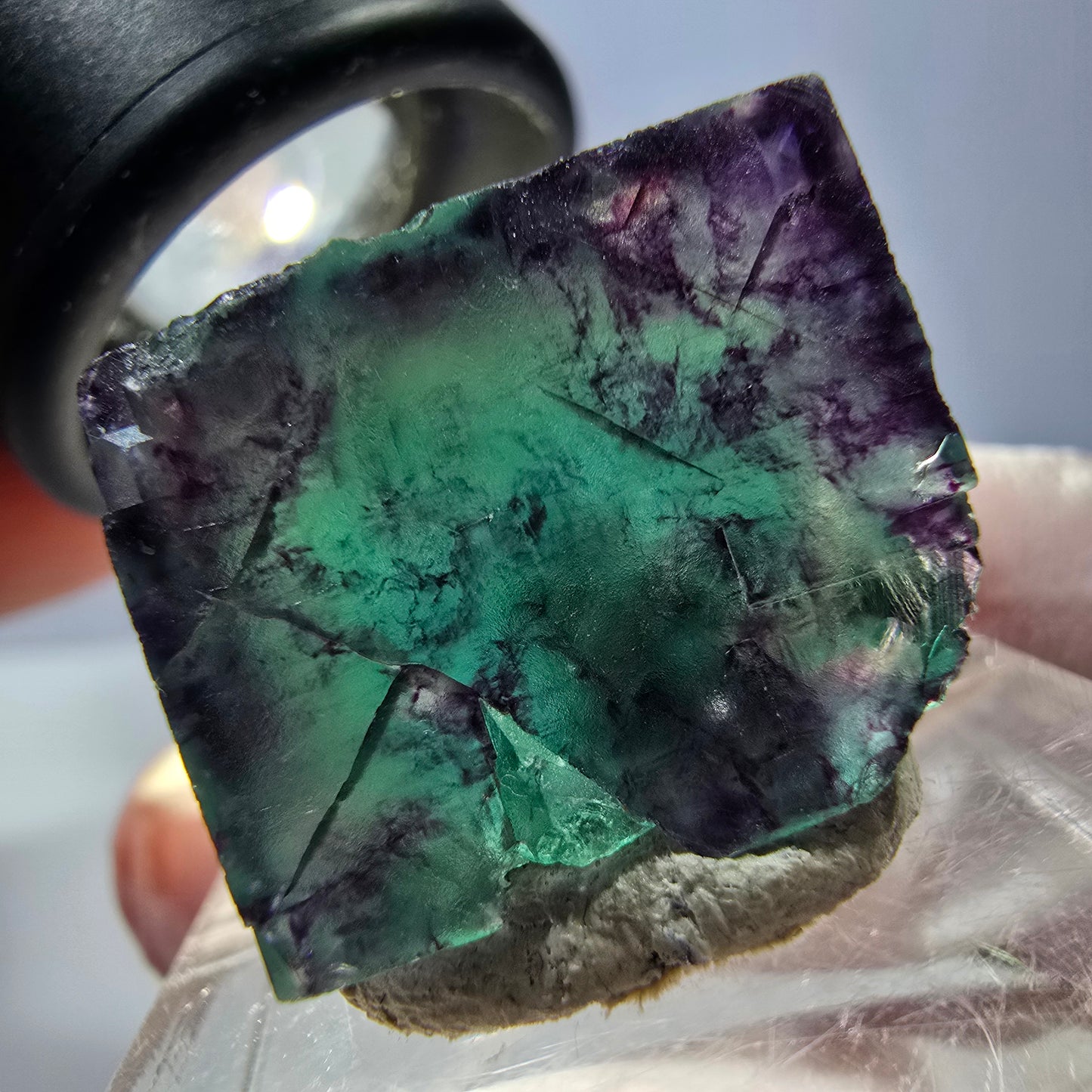 Phantom Fluorit Würfel parkettiert, grün lila Okorusu, Namibia 19*18*16mm