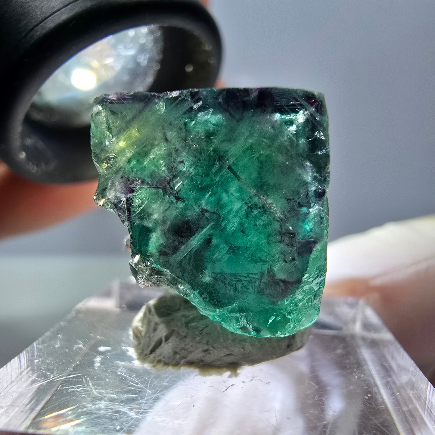 Phantom Fluorit Würfel Stufe, parkettiert grün lila Okorusu, Namibia 18*17*14mm