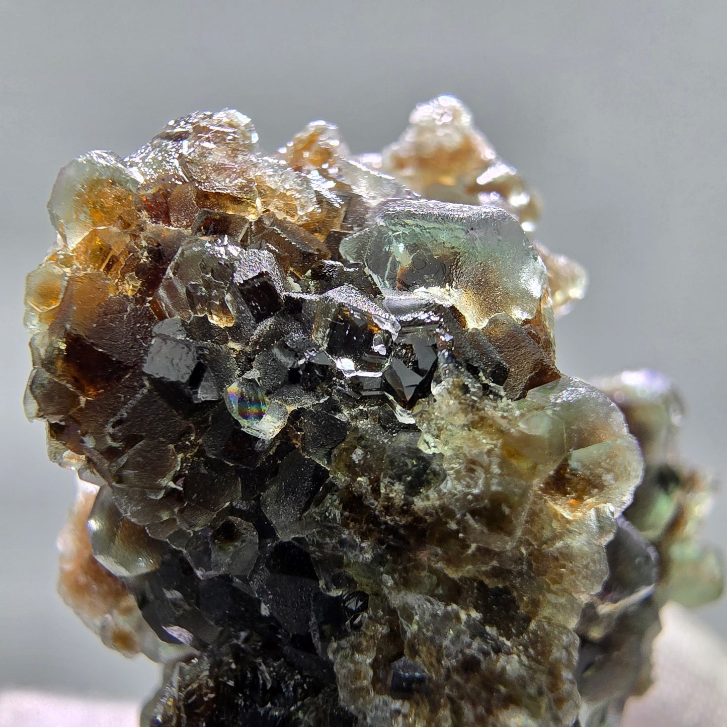 Phantom Fluorit Würfel grün braun, Muskovit Stufe Erongo, Namibia 47*43*27mm