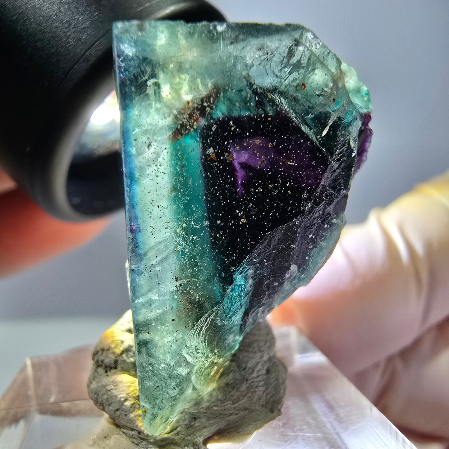 Phantom Fluorit Würfel parkettiert, grün lila Okorusu, Namibia 27*20*16mm