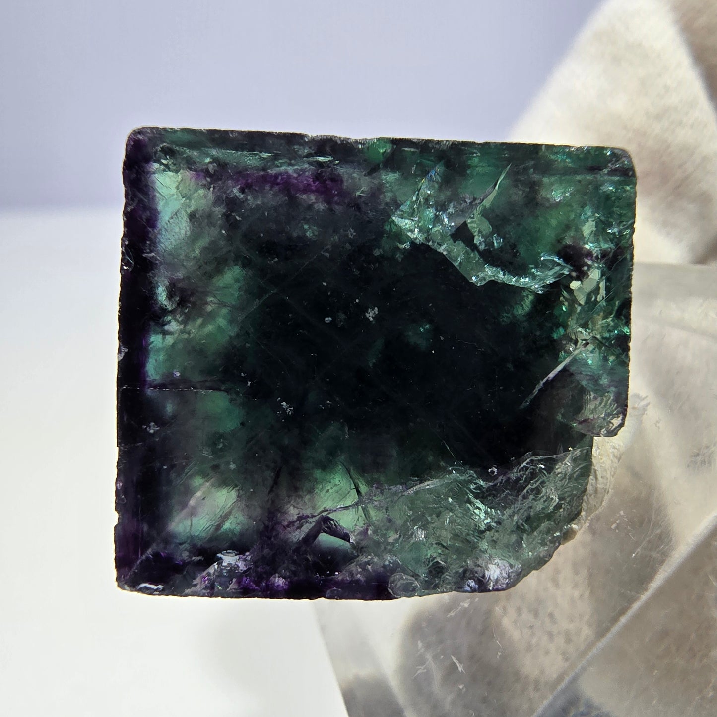 Seltener Phantom Fluorit Würfel, zonal grün lila Okorusu, Namibia 27*25*14mm