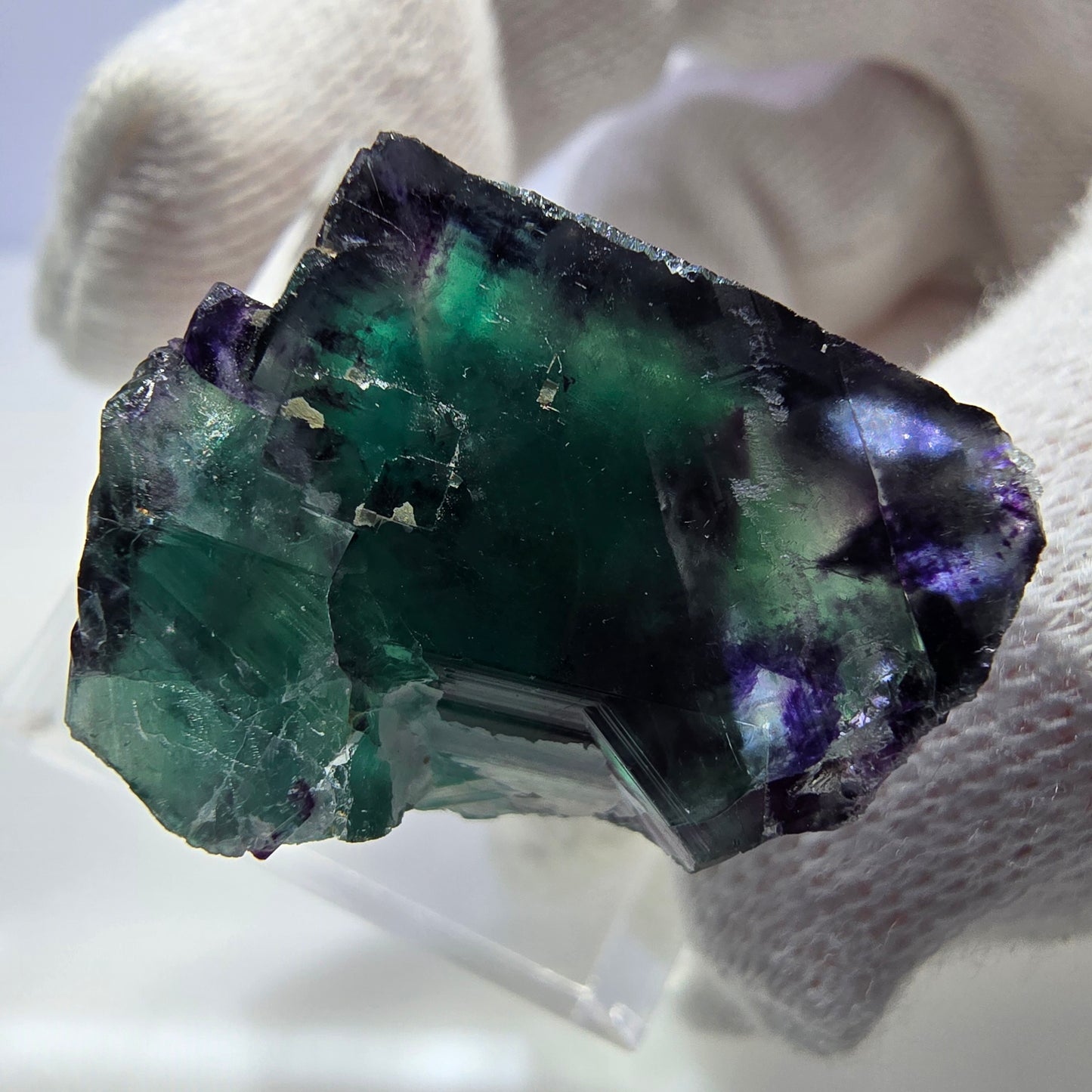 Seltene Phantom Fluorit Würfel Stufe zonal grün lila Okorusu, Namibia 31*24*19mm