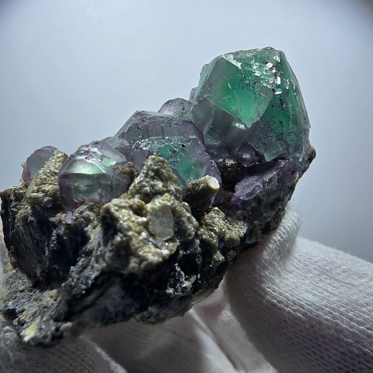 Phantom Fluorite zonal, Muscovite, Schorl Tourmaline specimen Erongo Namibia 62*48*33mm