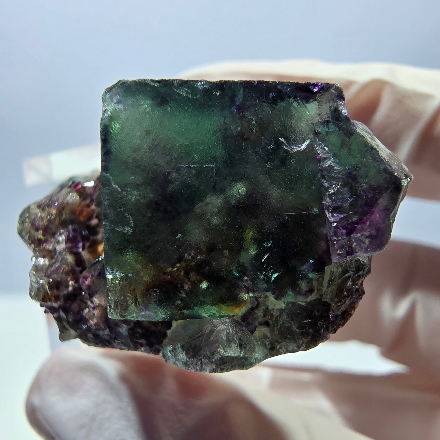 Phantom Fluorit Würfel Stufe, parkettiert grün lila Okorusu, Namibia 39*24*20mm