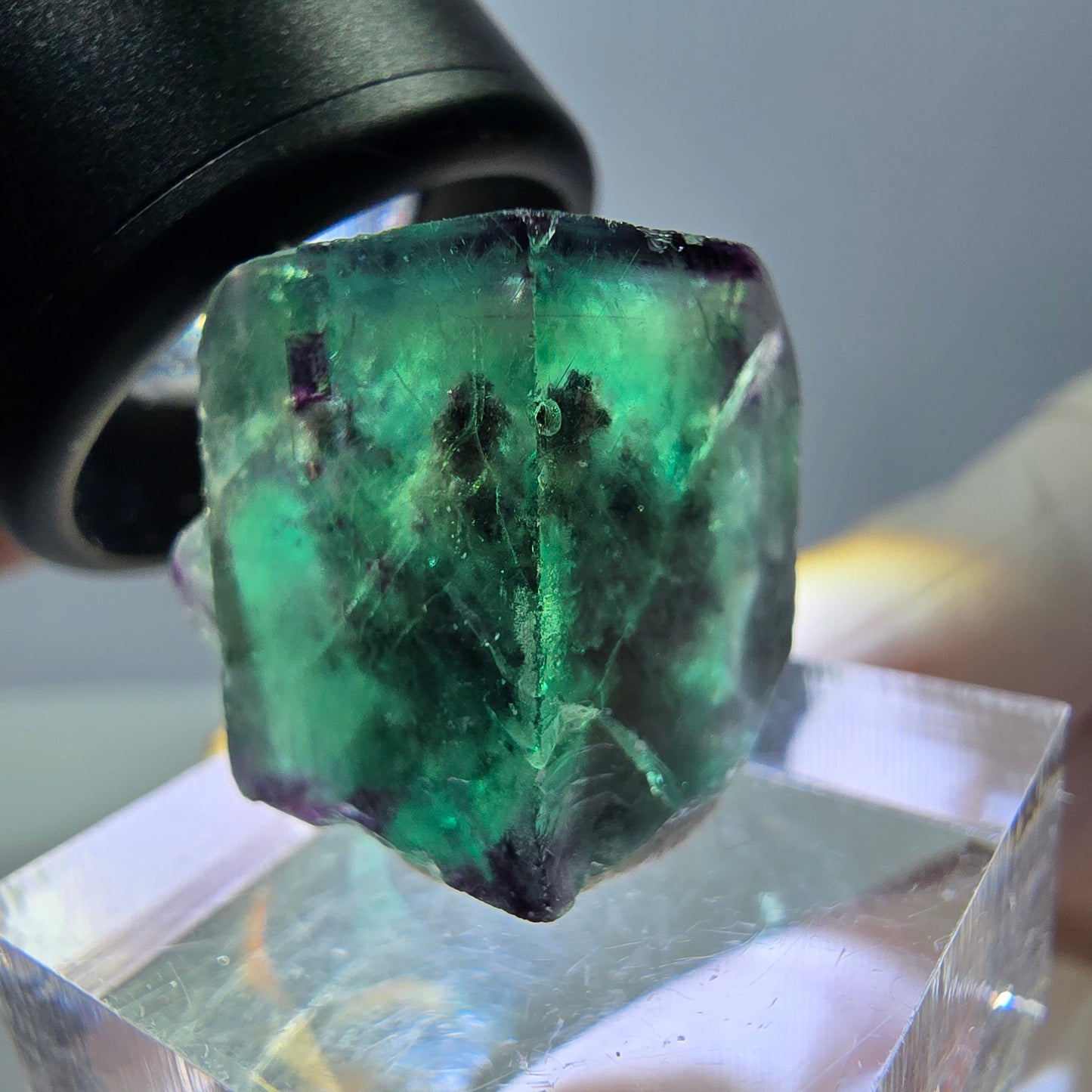 Phantom Fluorit Würfel Stufe, grün lila Okorusu, Namibia 21*18*14mm