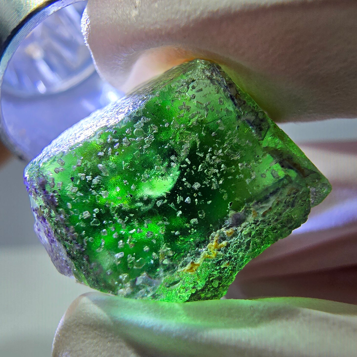 Cube de fluorite fantôme, spécimen de muscovite, Erongo, Namibie, 19 x 16 x 16 mm