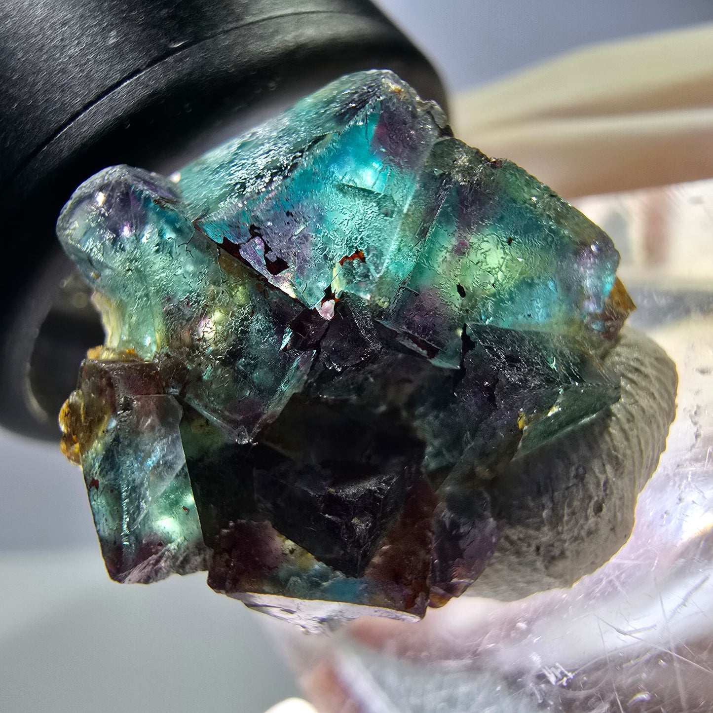 Phantom Fluorit Würfel Stufe, grün lila Okorusu, Namibia 20*19*15mm