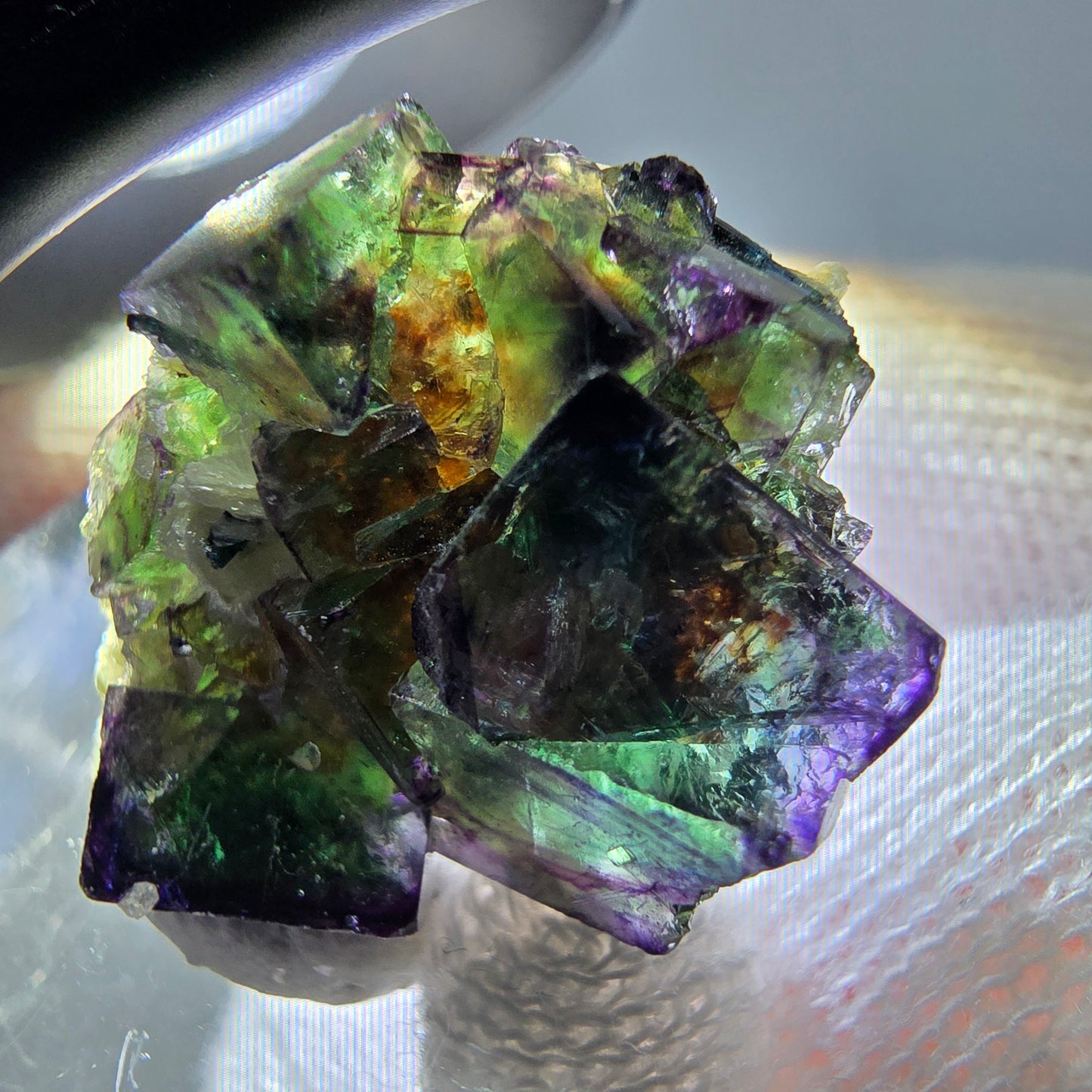 Spécimen de cube de fluorite fantôme zonal, de muscovite et de tourmaline Schorl, Erongo, Namibie, 24 x 18 x 11 mm