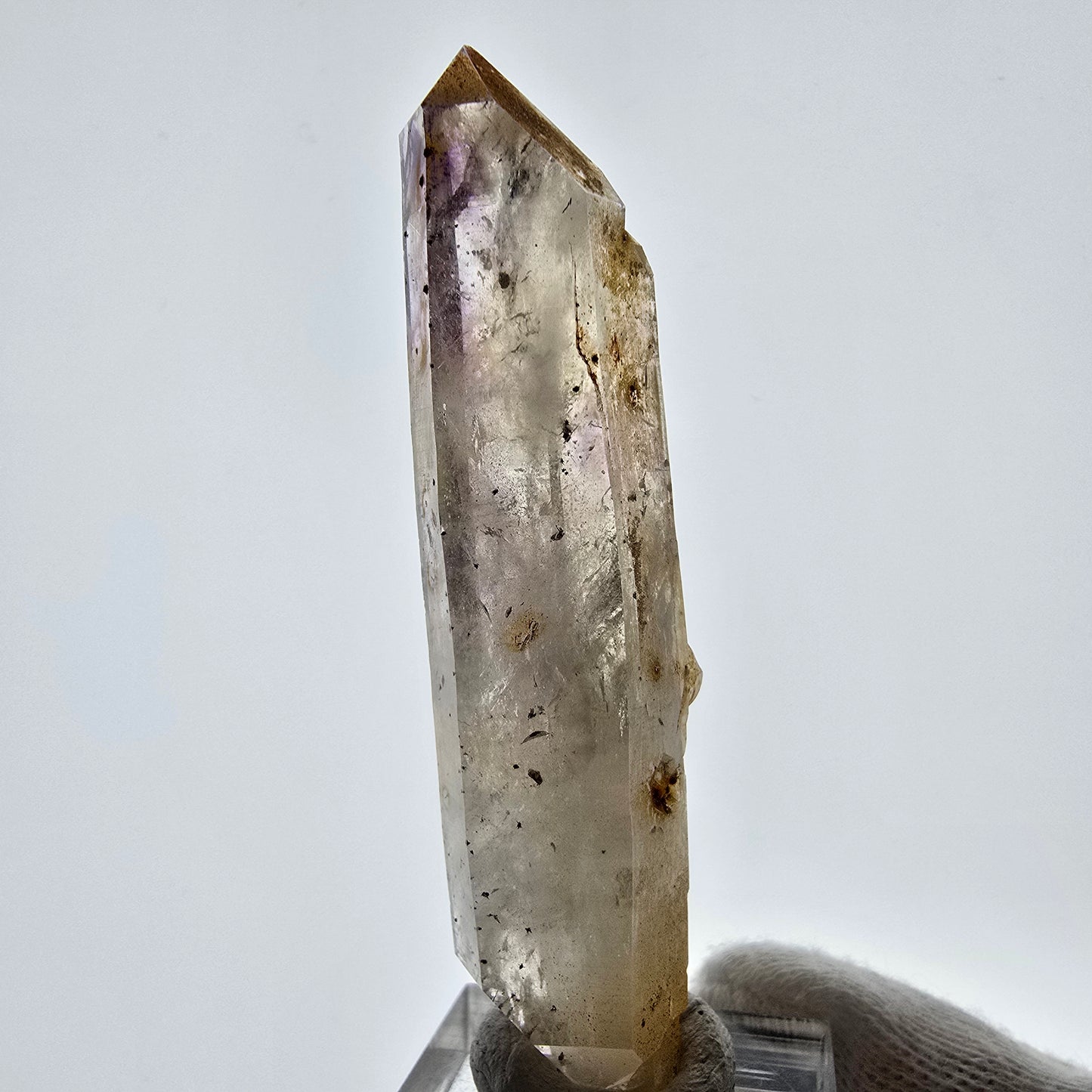Harlekin Phantom Amethyst DT Zepter, UV Calcit Streep Mine, Namibia 70*19*19mm