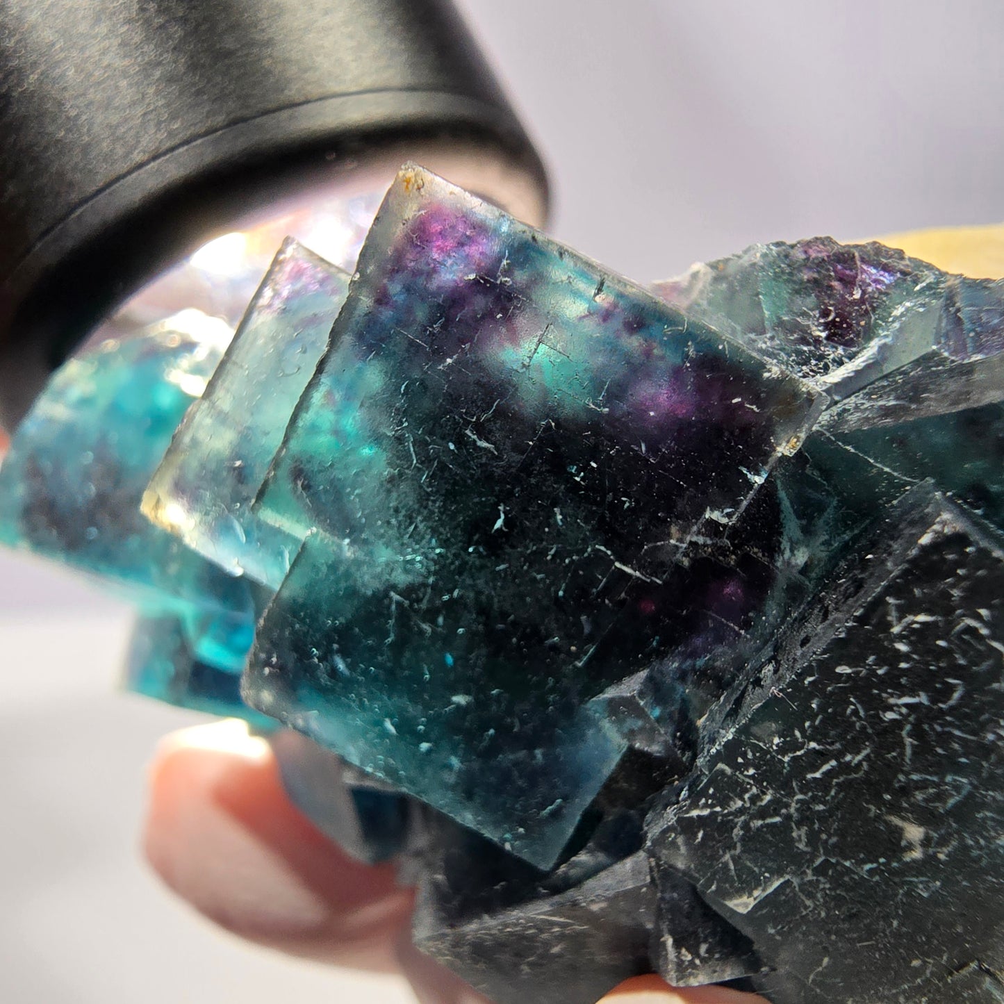 Rare spécimen de cube de fluorite fantôme, poche papillon, Okorusu, Namibie, 51 x 39 x 24 mm