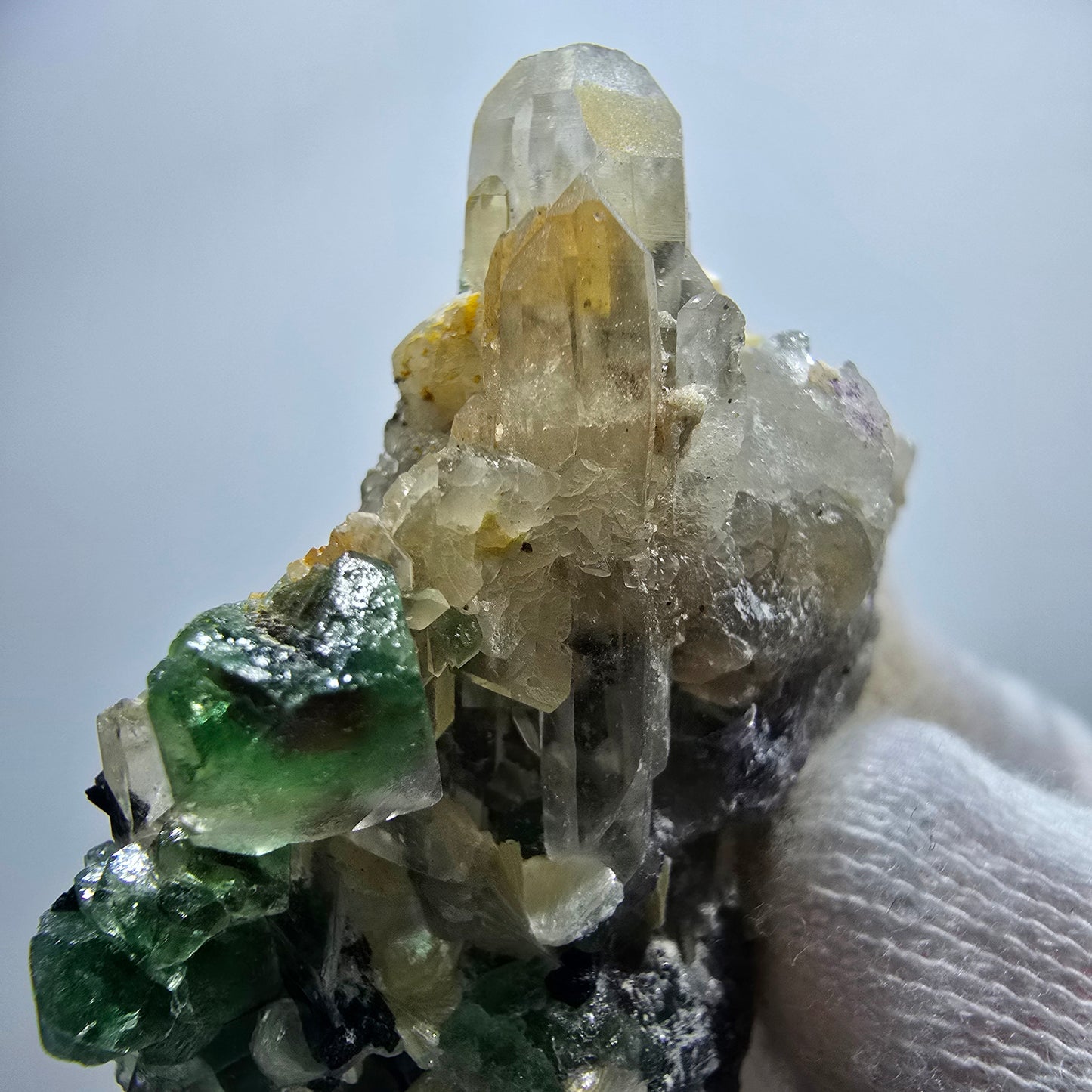 Phantom Fluorit, Rauchquarz, Schörl Turmalin, Muskovit Erongo Namibia 53*43*18mm