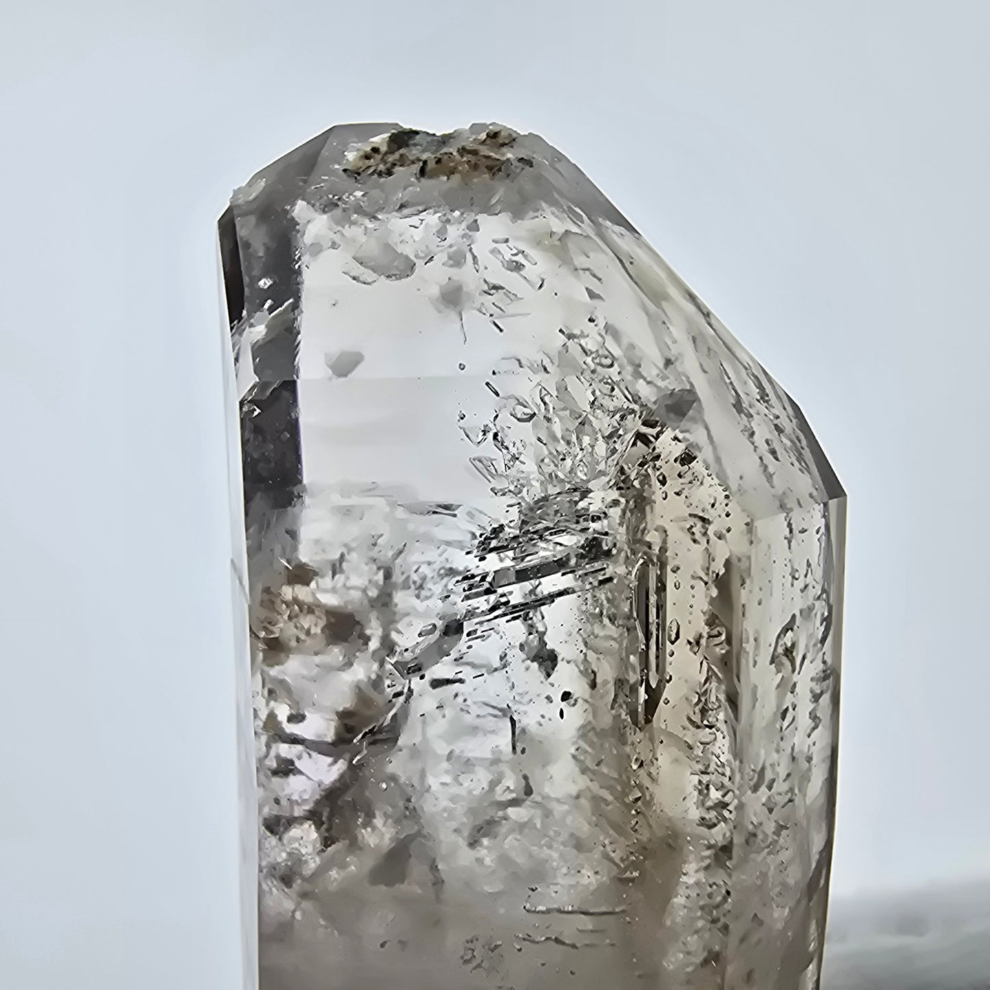 Enhydro Phantom Smoky Quartz Sceptre Tip 3x Bubble Goboboseb, Namibie 51*26*14mm