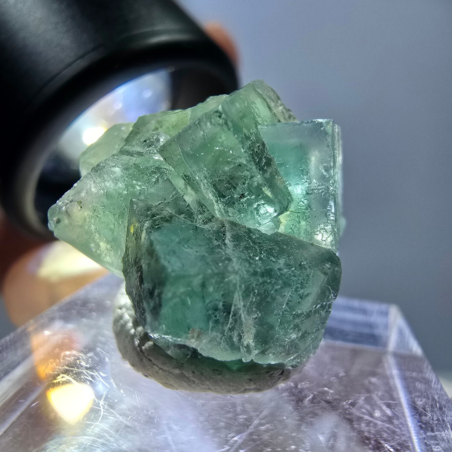 Phantom Fluorit Würfel Stufe, grün parkettiert Okorusu, Namibia 23*20*16mm