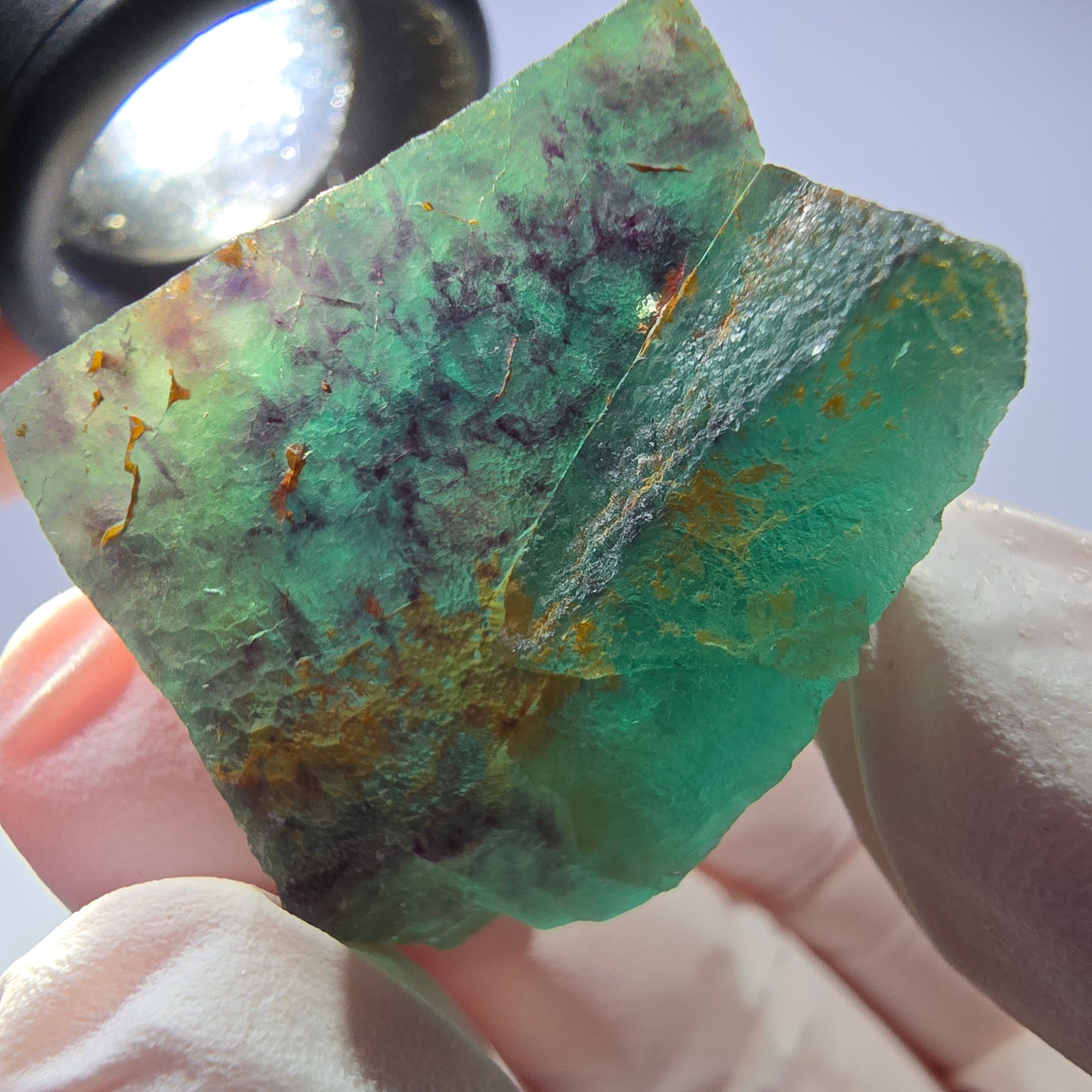 Spécimen de cube de fluorite fantôme parqueté vert violet Okorusu, Namibie 33*28*26mm