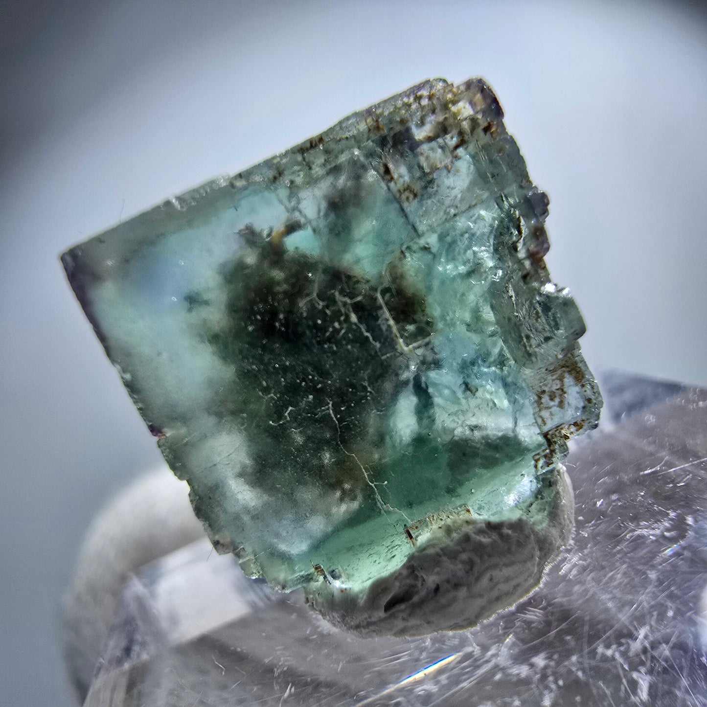 Rare spécimen de cube de fluorite fantôme, vert Okorusu, Namibie 18 x 17 x 13 mm