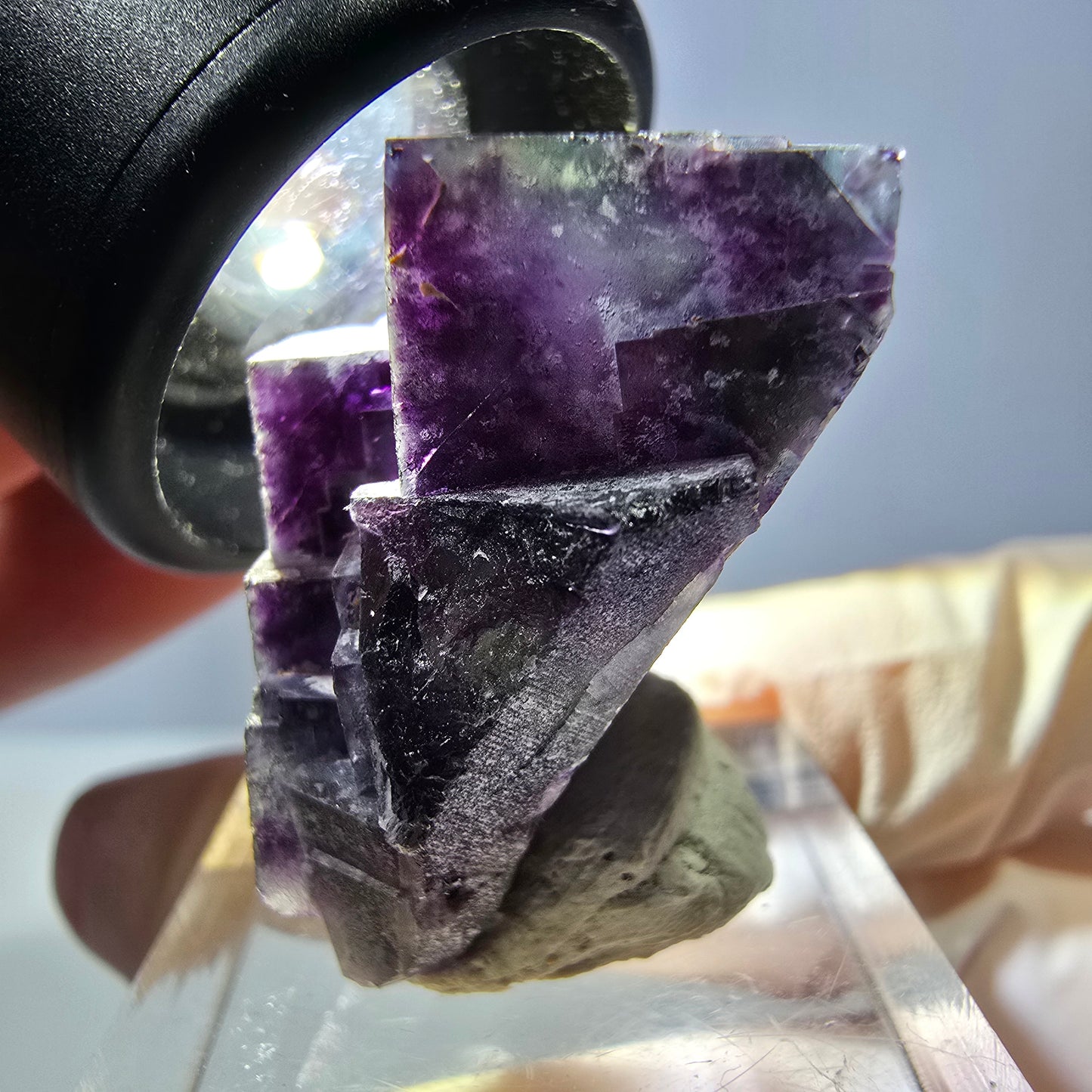 Phantom Fluorit Würfel Stufe, grün lila Okorusu, Namibia 33*24*18mm
