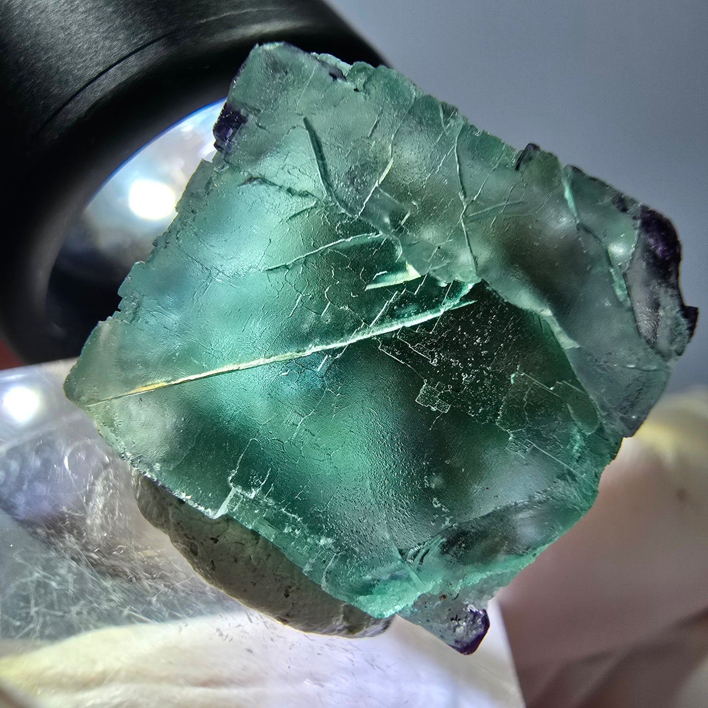Phantom Fluorit Würfel parkettiert, zonal, grün lila Okorusu, Namibia 18*17*15mm