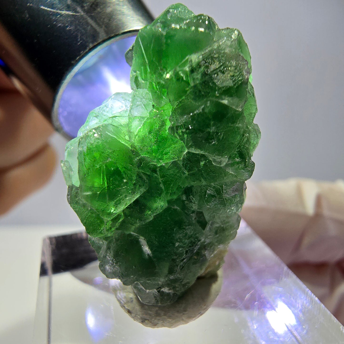 Cube de fluorite fantôme, muscovite et tourmaline Schorl, spécimen d'Erongo, Namibie, 29 x 19 x 17 mm