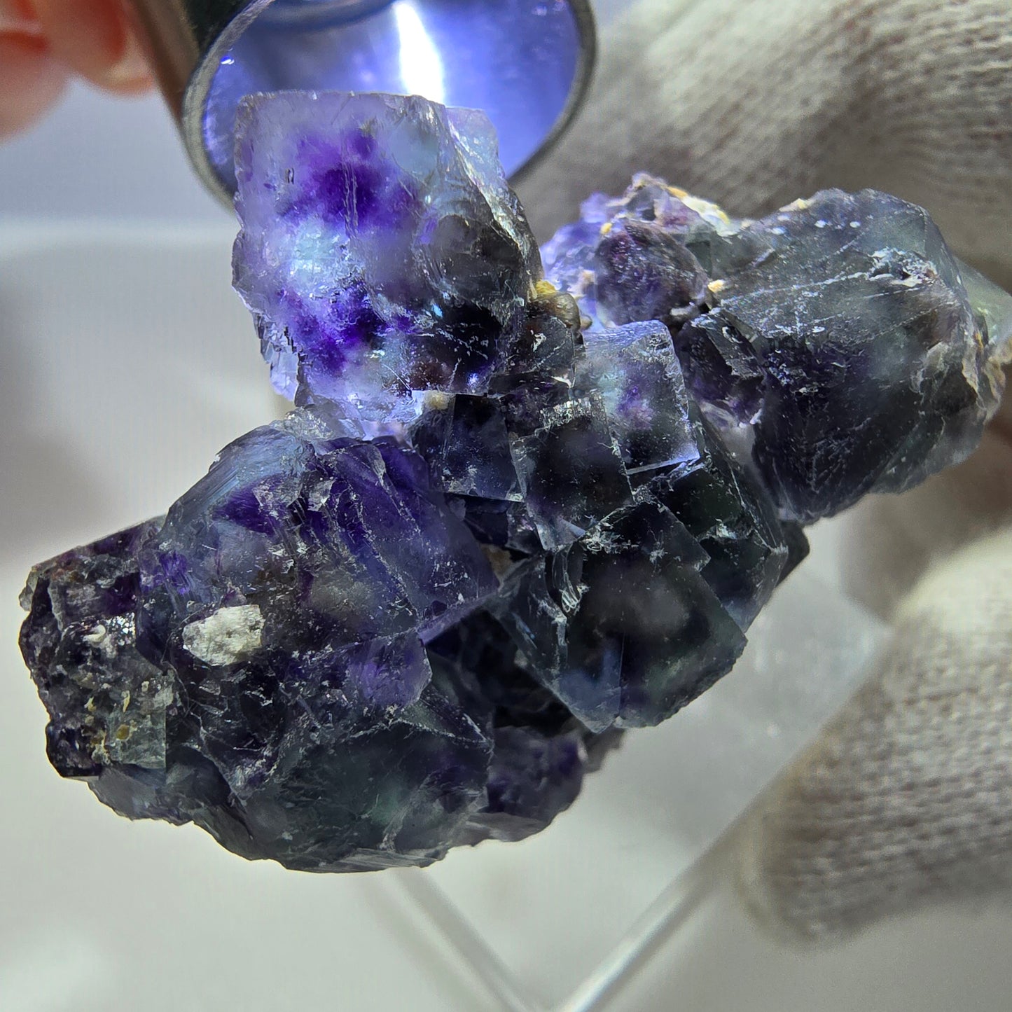 Clear Phantom Fluorite Cube Specimen zonal green purple Okorusu, Namibia 41*37*25mm
