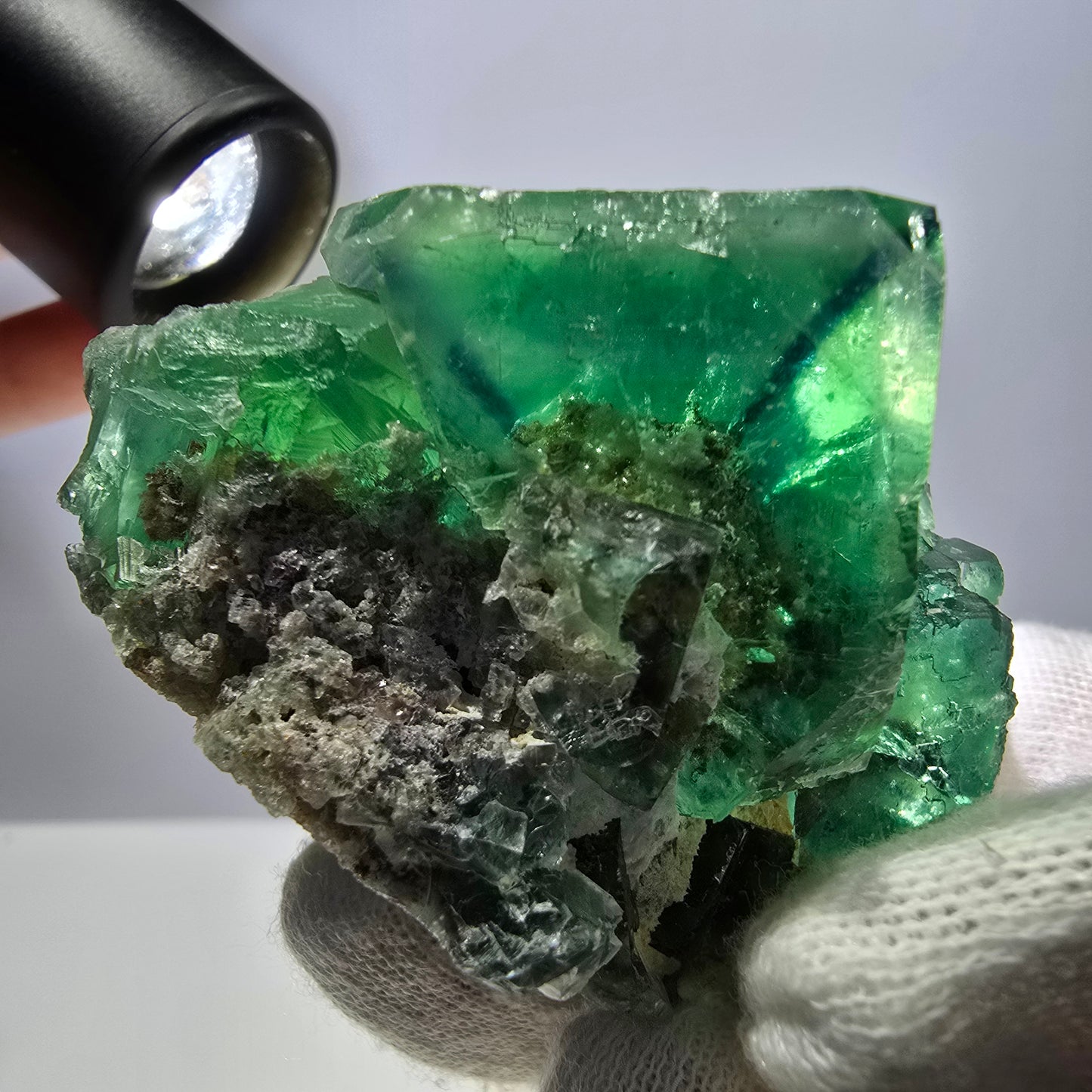 Seltene Phantom Fluorit Würfel Stufe parkettiert grün Okorusu Namibia 67*50*44mm