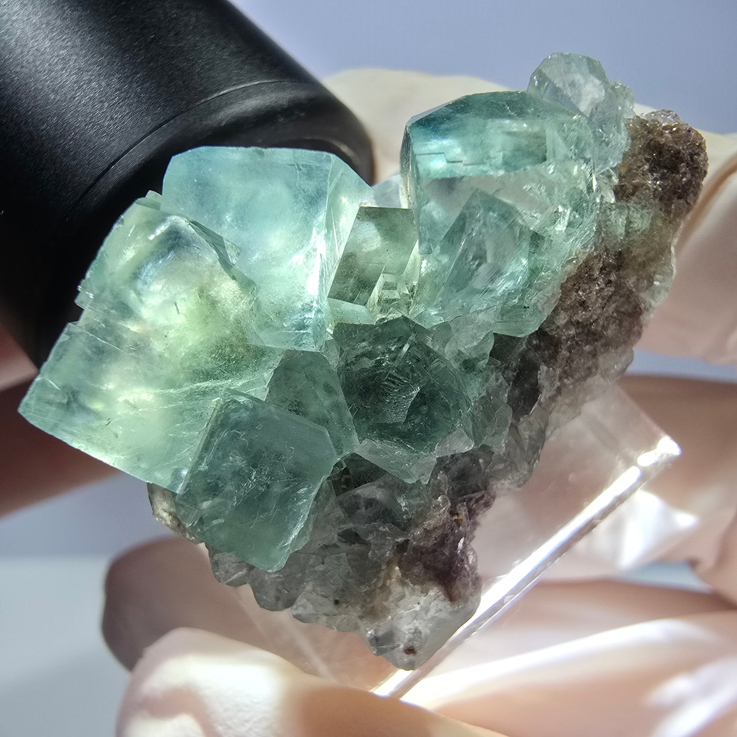 Seltene Phantom Fluorit Würfel Stufe, grün Okorusu, Namibia 34*27*21mm