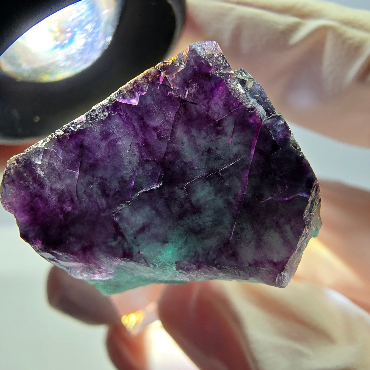Phantom Fluorit Würfel Stufe, parkettiert grün lila Okorusu, Namibia 22*21*20mm