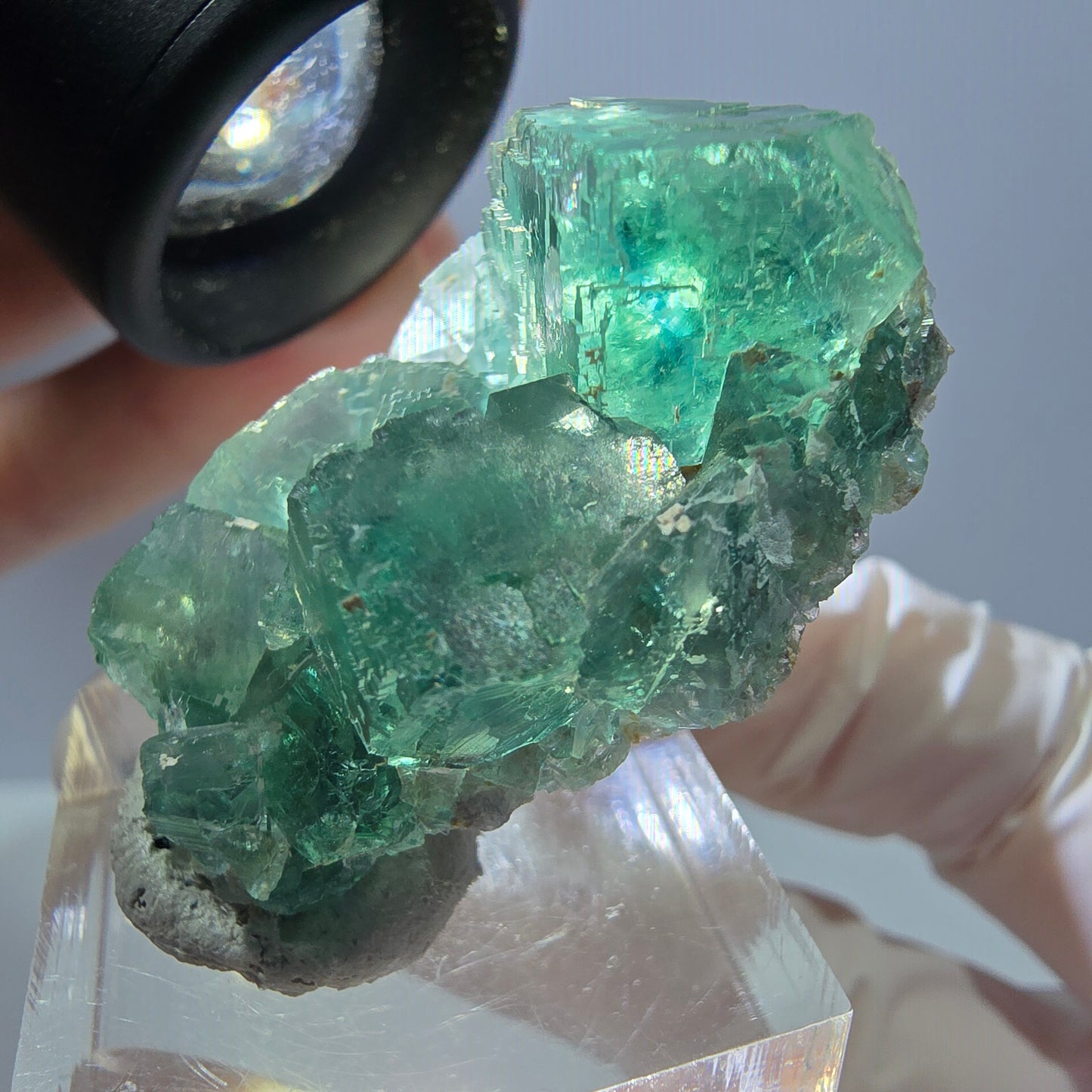 Phantom Fluorit Würfel Stufe, grün parkettiert Okorusu, Namibia 38*28*16mm