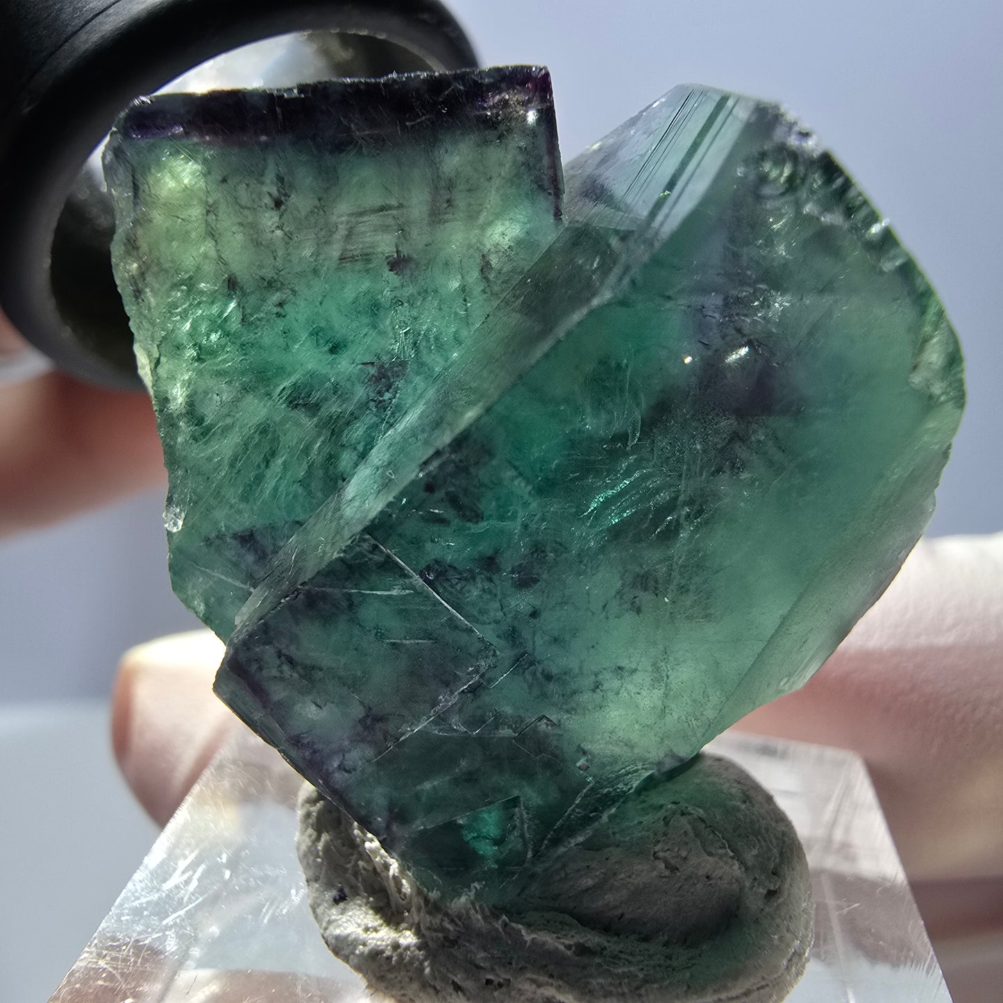 Phantom Fluorit Würfel Stufe, parkettiert grün lila Okorusu, Namibia 31*25*18mm