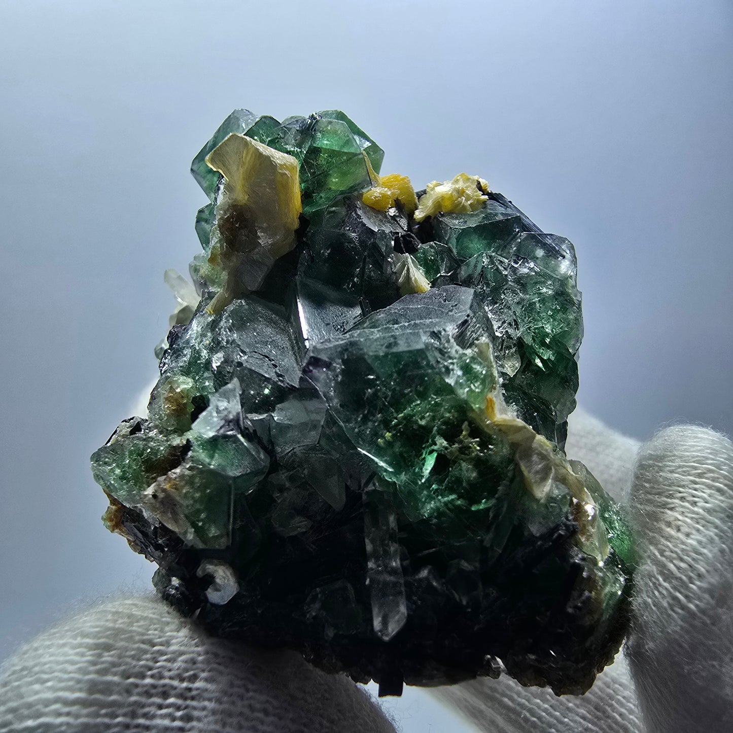 Phantom Fluorit zonal Schörl Rauchquarz Muskovit Erongo, Namibia 56*45*38mm