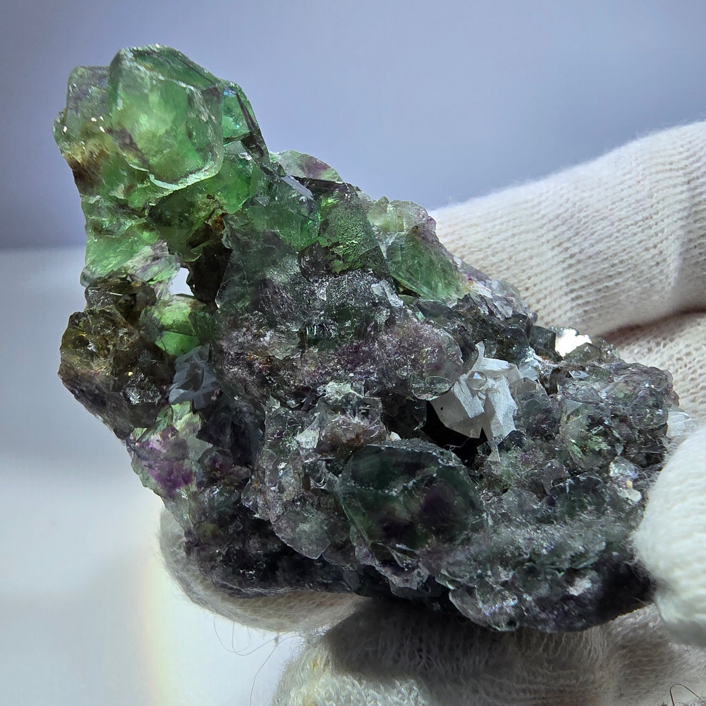 Klare Fluorit Würfel, Quarz Stufe Okorusu, Namibia 59*40*20mm