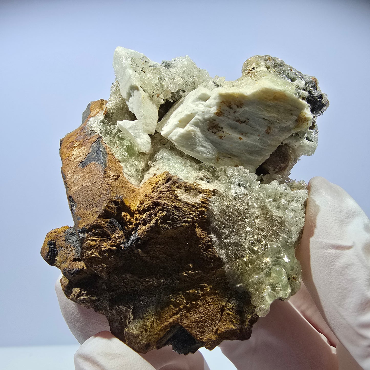 Hyalit Opal, Rauchquarz, Schörl Turmalin, Orthoklas Erongo, Namibia 71*58*45mm